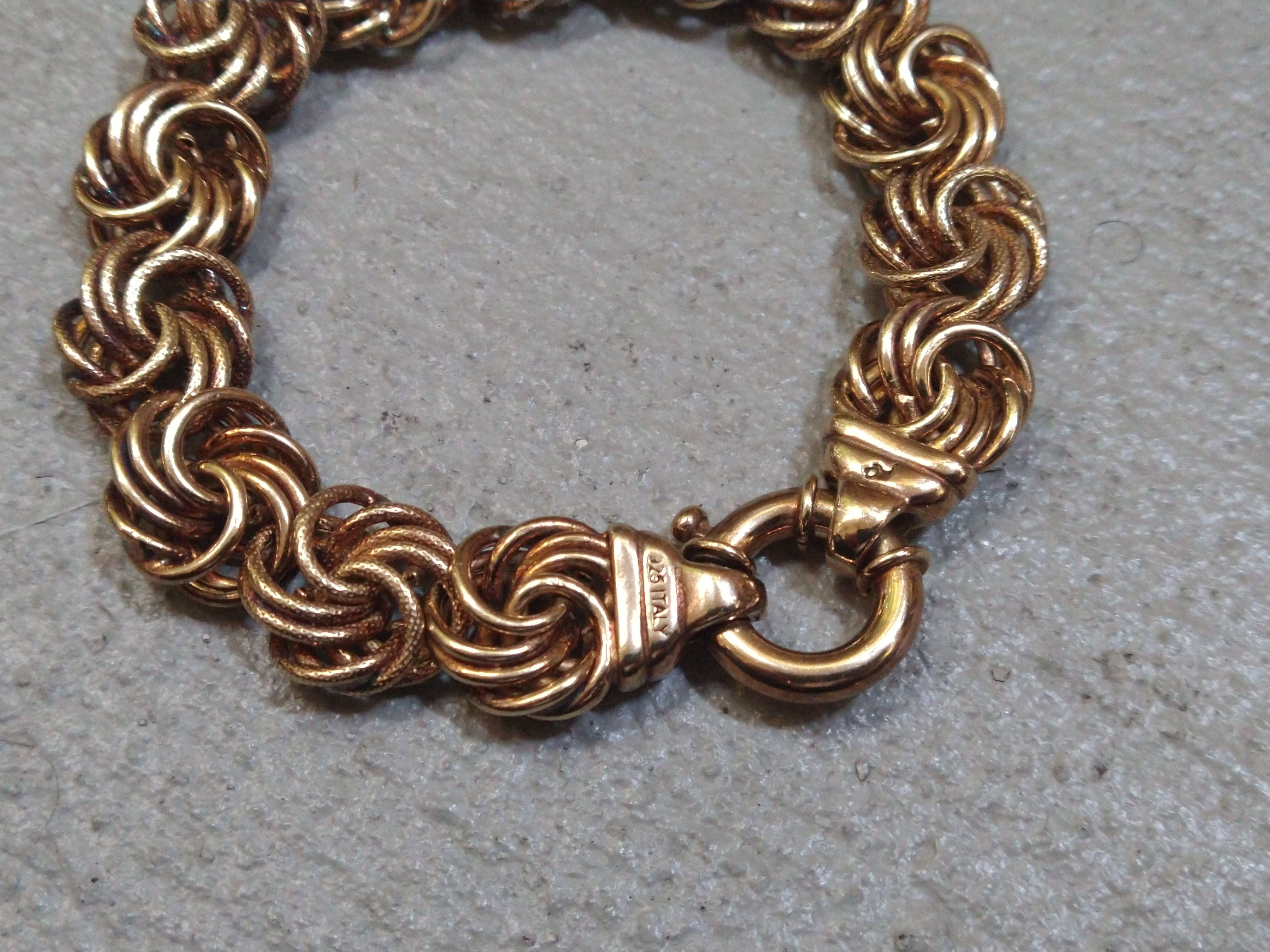 Jewelry Sterling Silver Bracelet Rosetta Link Chain Milor Italy 7.75 Size ONE SIZE - 3 Thumbnail