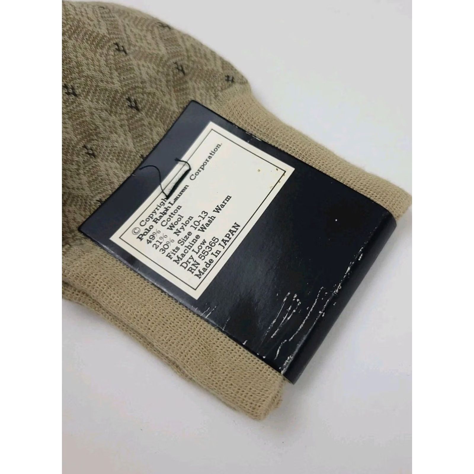 Polo Ralph Lauren VINTAGE Polo Ralph Lauren Socks Dress 90s 10-13 Beige Mens NWT Deadstock Pattern Cotton Wool Blend Size US M / EU 48-50 / 2 - 5 Thumbnail
