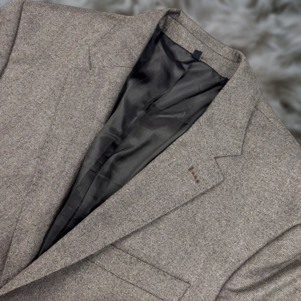 Jos. A. Bank Jack Spade Wool 2-Button Blazer Jacket Brown Herringbone 40R Mens Blazer Jacket Notch Lapel 2-Button Front Regular