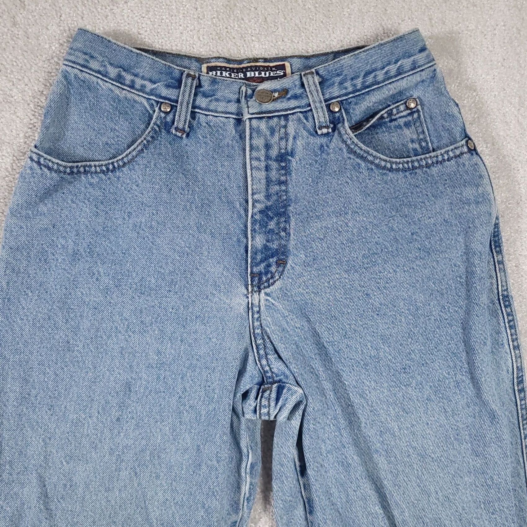 Harley Davidson VINTAGE Harley-Davidson Jeans Women's 6 High Rise Denim Straight Leg 5-Pocket Made In USA Blue Cotton 100% Mens? Size 28" / US 6 / IT 42 - 3 Thumbnail