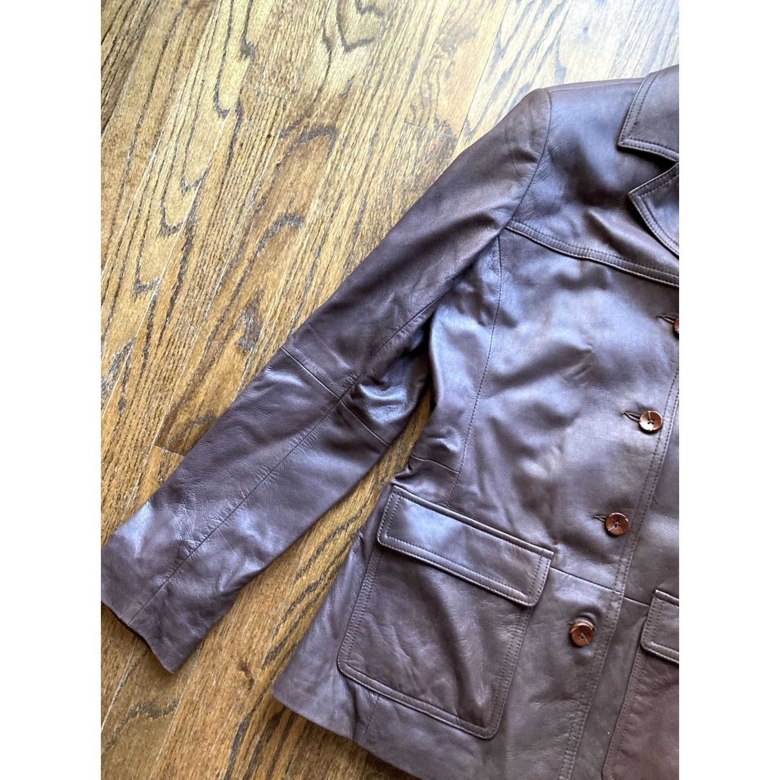 Eddie Bauer VINTAGE Eddie Bauer Lamb Leather Jacket Womens XS Brown Long Genuine Extra Small Blazer 90s Decor Pockets Collared Jacket Size XS / US 0-2 / IT 36-38 - 2 Thumbnail