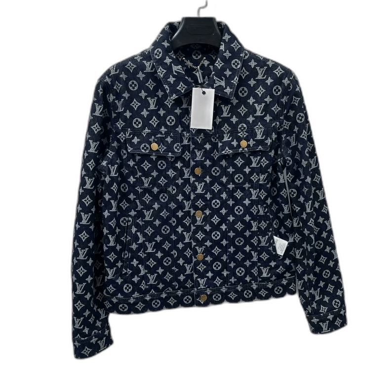 louis vuitton original blue full print denim jacket