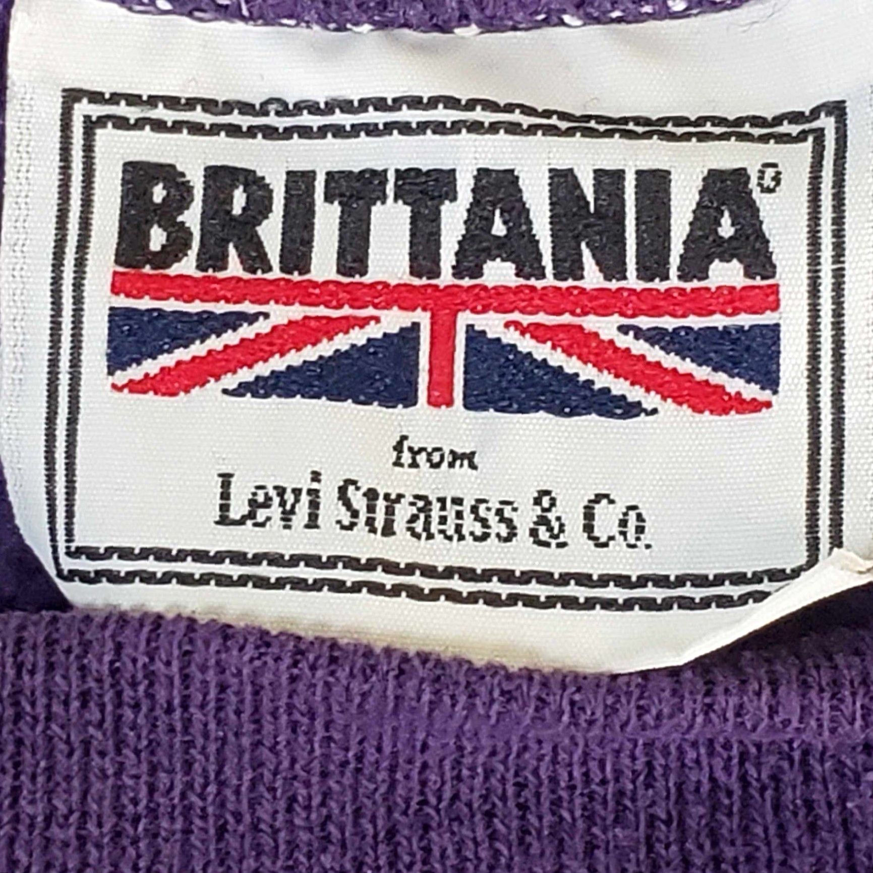 CO VINTAGE Brittania Levi Strauss & Co Sweatshirt Large Purple Unisex Adults Crew Neck Pullover Blank 90s Winter Casual Size US L / EU 52-54 / 3 - 2 Thumbnail