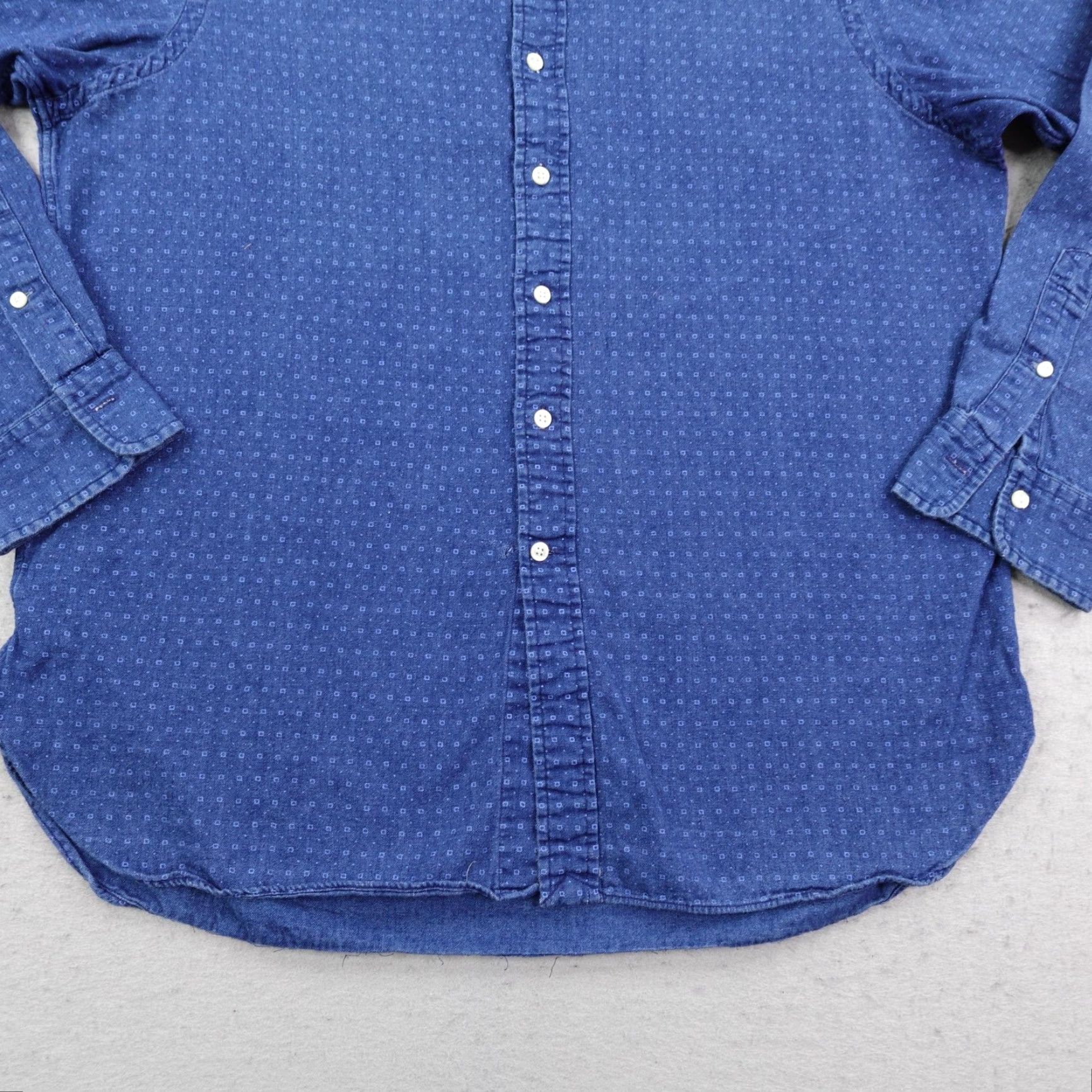 Ralph Lauren RALPH LAUREN Men’s Large Blue Chambray Button-Up Shirt - Long Sleeve Geometric Pattern Casual Outdoor Size US L / EU 52-54 / 3 - 3 Thumbnail