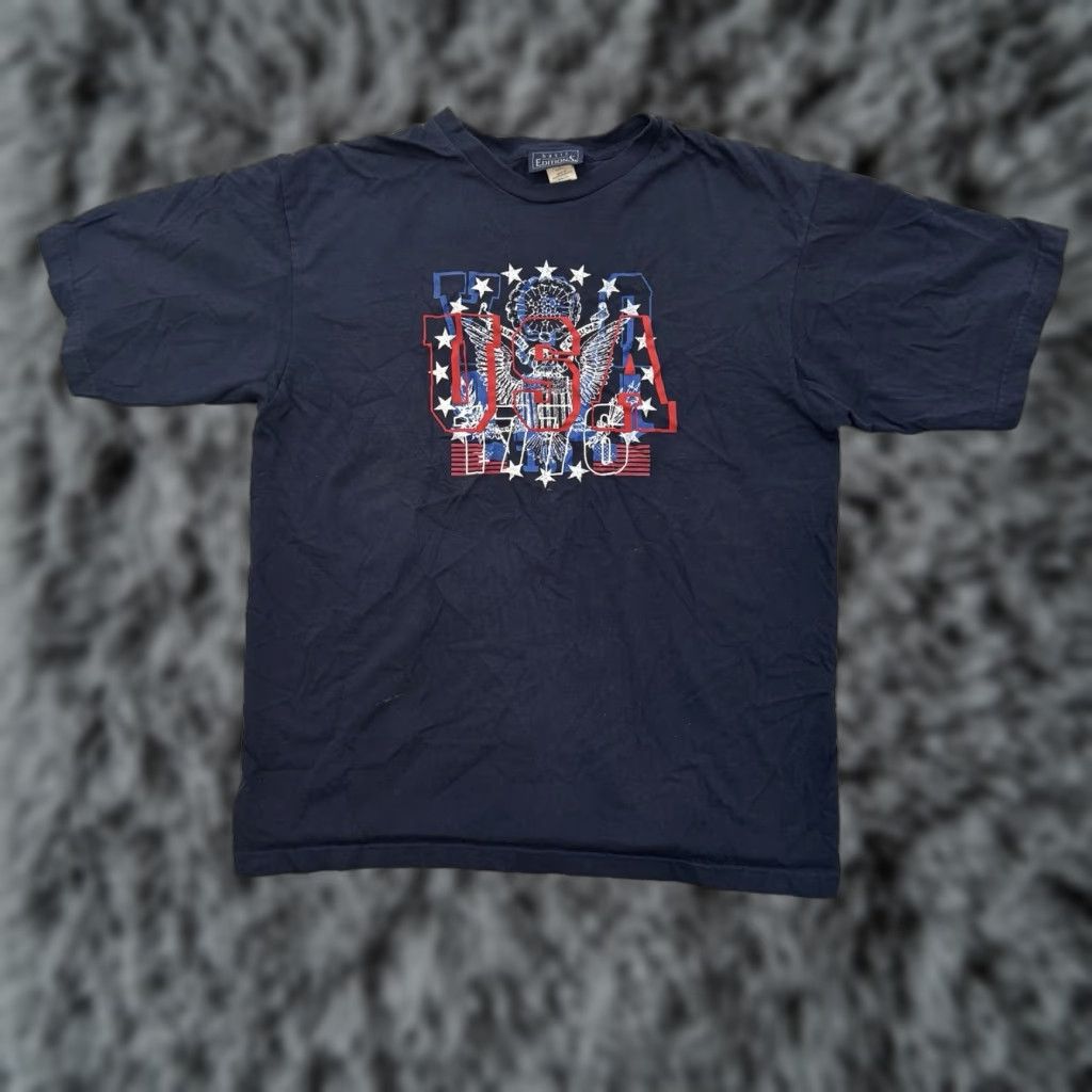 Basic Editions VINTAGE Basic Editions T-Shirt L Blue Eagle US 1776 Americana Retro Mens Short Sleeve Patriotic 90s Size US L / EU 52-54 / 3 - 1 Thumbnail