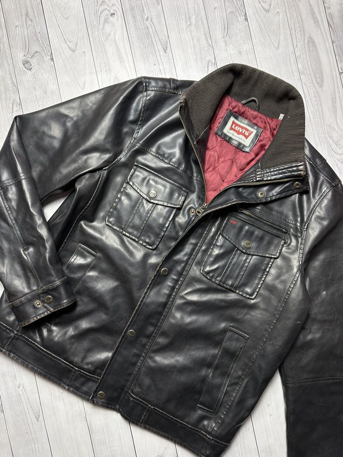 Levi's Vintage Clothing × Vintage Vintage Levi’s Leather Jacket size L logo Size US L / EU 52-54 / 3 - 2 Thumbnail