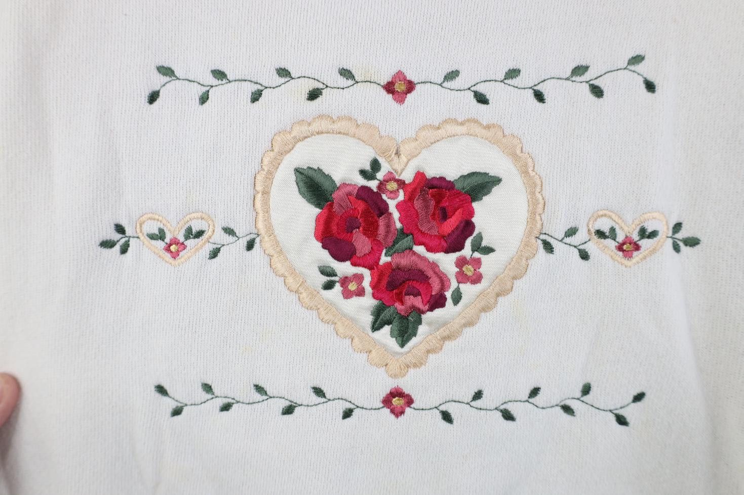 Vintage Vintage 90s Country Grandma Flower Heart Layered Sweatshirt Size M / US 6-8 / IT 42-44 - 4 Thumbnail