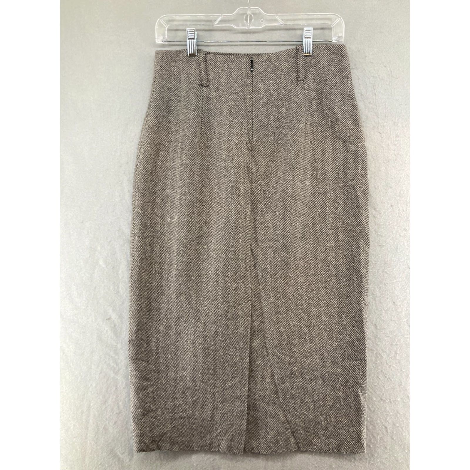 Willi Smith Willi Smith Skirt Womens Maxi Wool Black 6 Herringbone Tweed High Rise Office 80s 90s Size 28" / US 6 / IT 42 - 6 Thumbnail