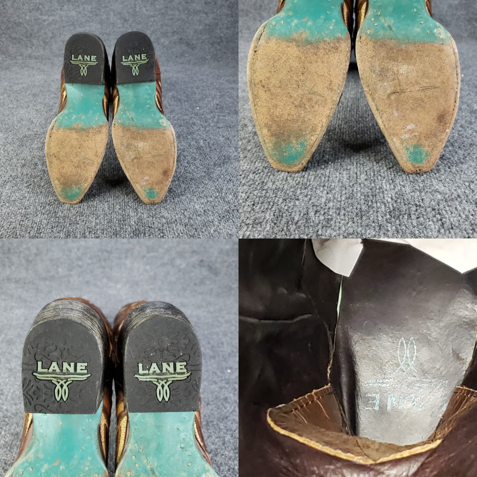 Vintage Lane Boot Womens Brown Embroidered Size 7B Western Low Heel Leather Womens Size US 7 / IT 37 - 8 Thumbnail