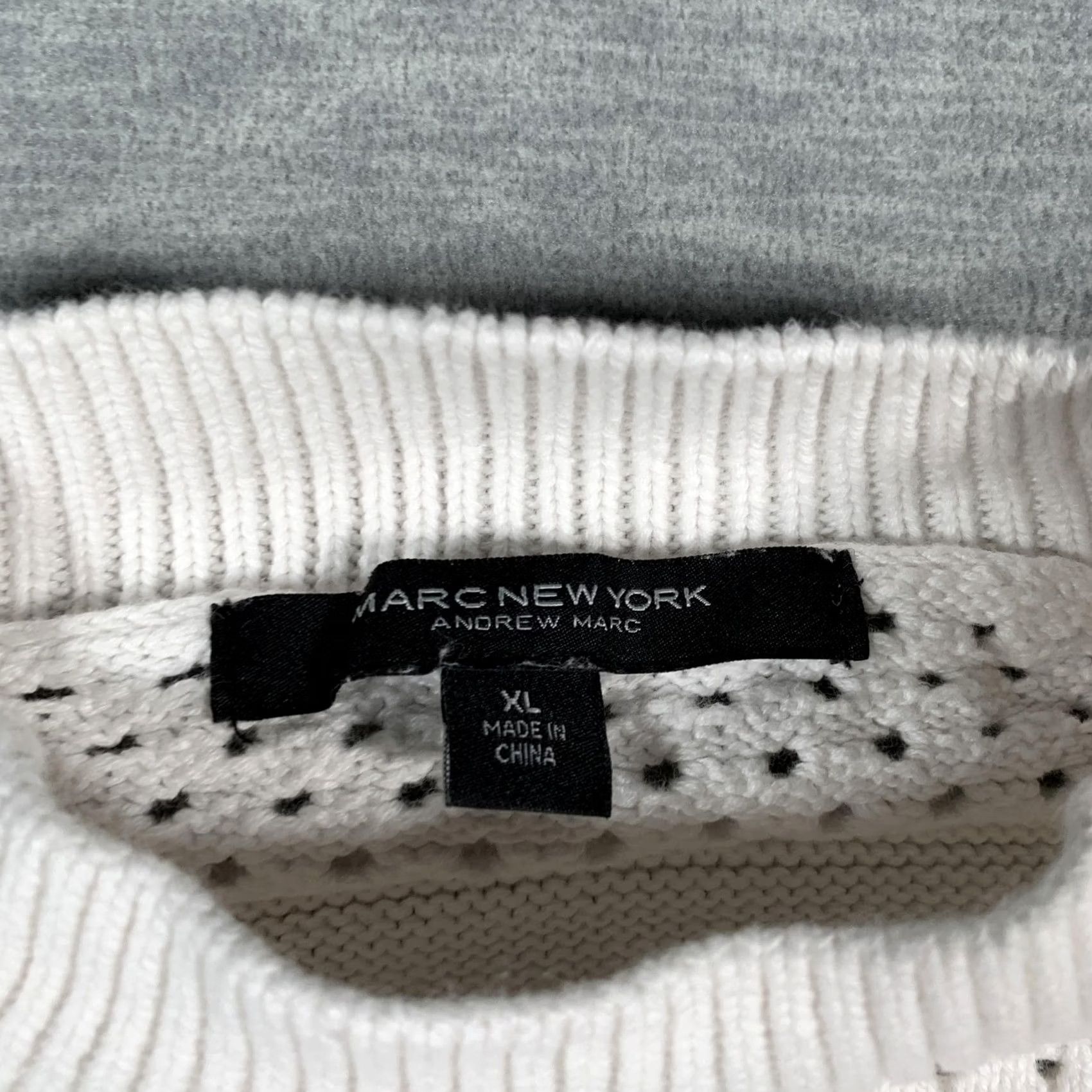 Vintage Marc New York Sweater Womens XL White Mock Neck Pointelle Open Knit Pullover Size XL / US 12-14 / IT 48-50 - 4 Thumbnail