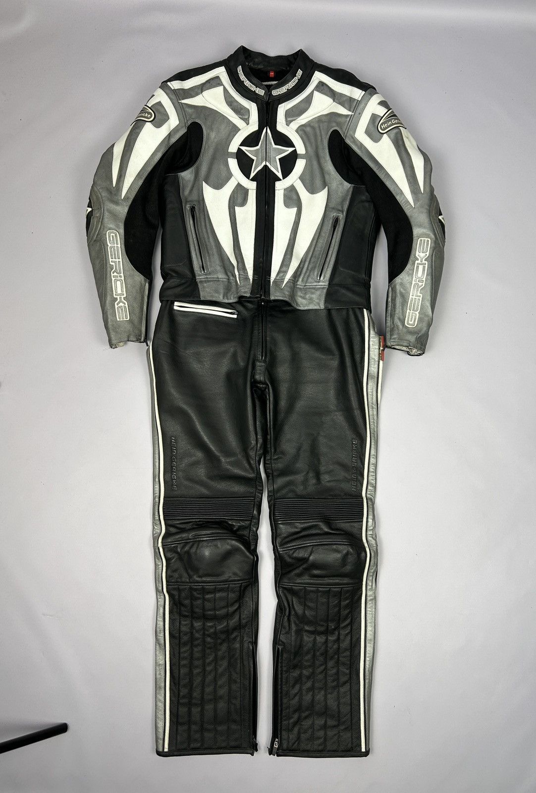Vintage Hein Gericke 2 Piece Set Leather Motorcycle Jacket Trousers Size US M / EU 48-50 / 2 - 2 Thumbnail