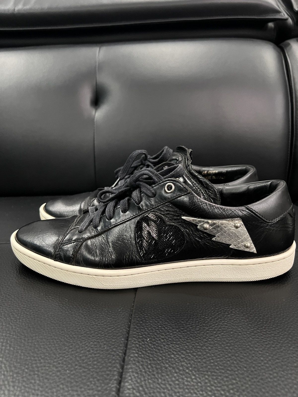 Saint Laurent Paris Saint Laurent Heart & Lightning Studded Sneakers Size US 9 / EU 42 - 3 Thumbnail