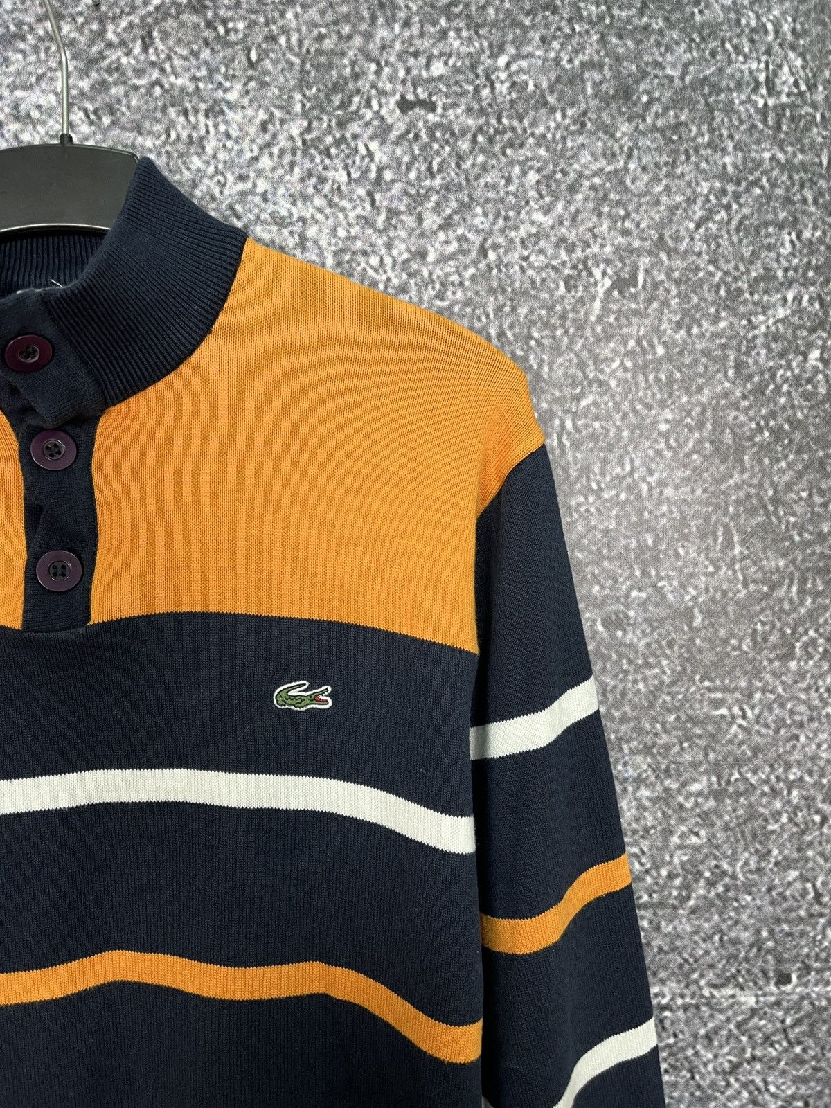 Lacoste Lacoste Live! Sweater Striped 1/4 Button Pullover Size 7 Size US L / EU 52-54 / 3 - 4 Thumbnail