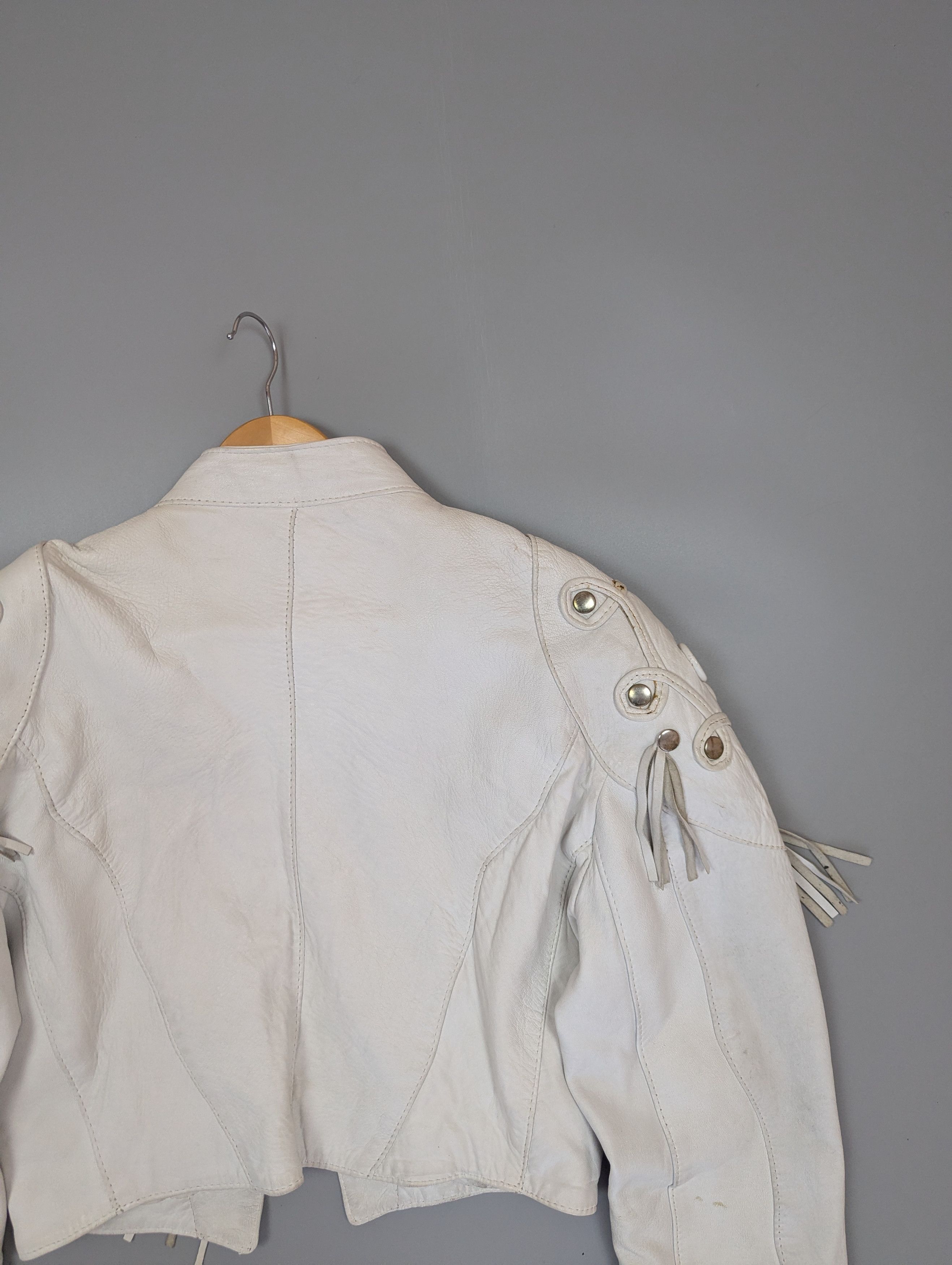 Vintage Vintage 80s White Leather Jacket Bomber Womens Sz M Size M / US 6-8 / IT 42-44 - 16 Thumbnail