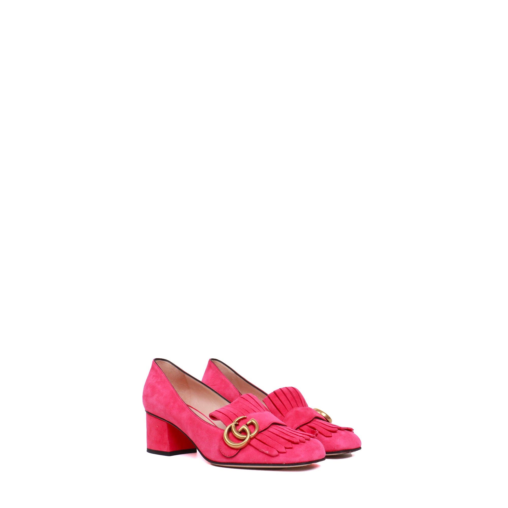 Gucci GUCCI - Marmont Gucci pumps in pink suede (T38) Size US 7 / IT 37 - 1 Thumbnail