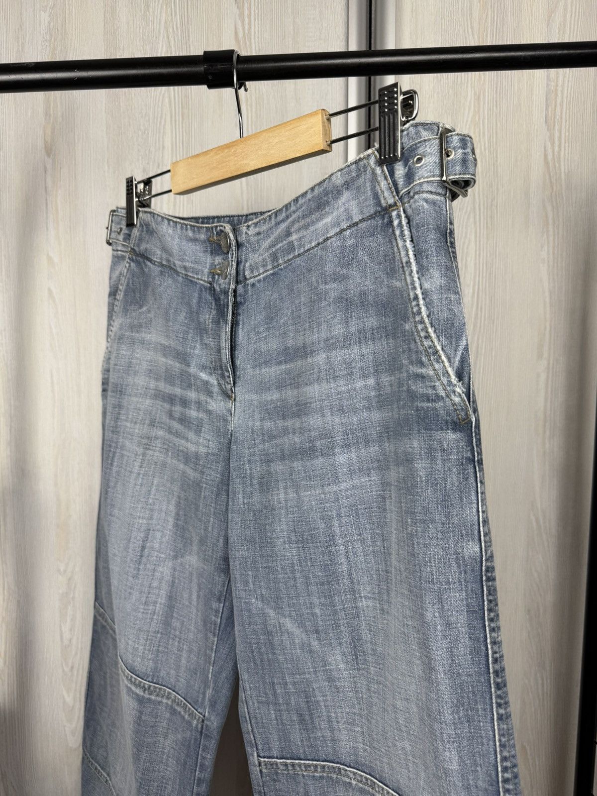 Armani Armani Jeans Blue Flared Wide leg double knee denim jeans Size 30" / US 8 / IT 44 - 4 Thumbnail