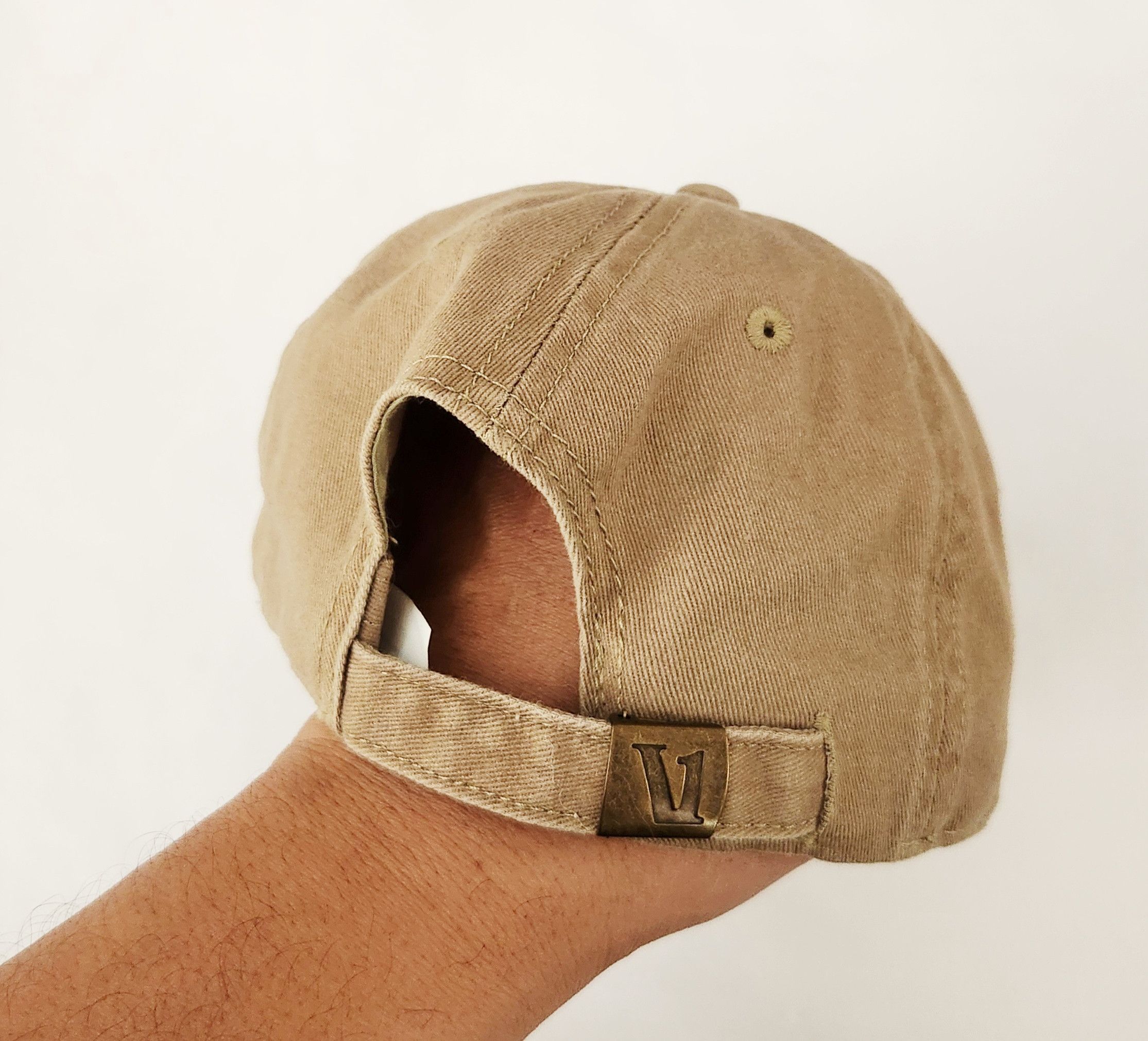 Vuori Vuori Hat Spell Out Ball Cap Khaki Brown Camel Embroidered Size ONE SIZE - 5 Thumbnail