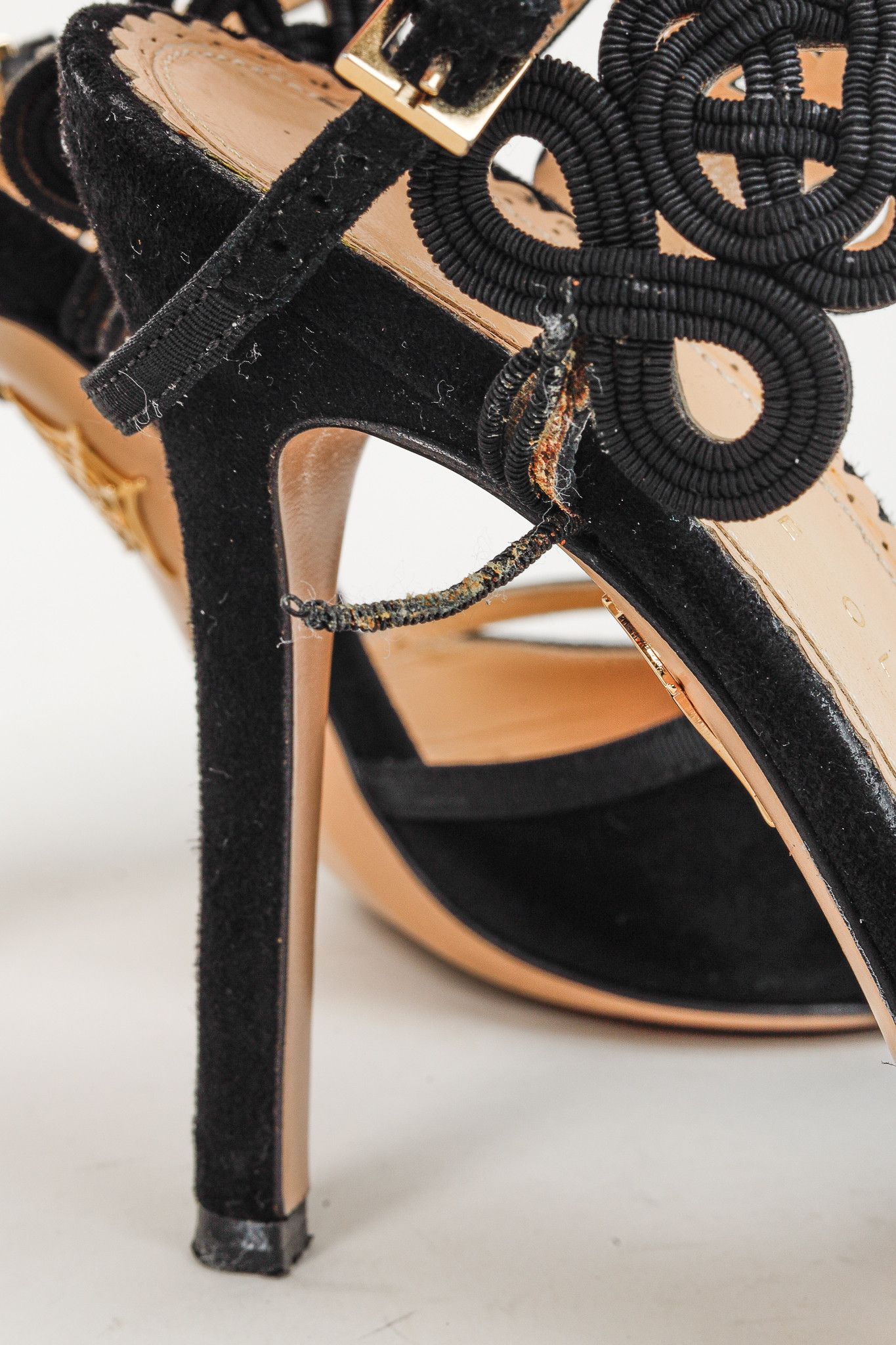 Charlotte Olympia Charlotte Olympia Minx Black Suede Embroidered Heels Size US 5.5 / IT 35.5 - 8 Thumbnail