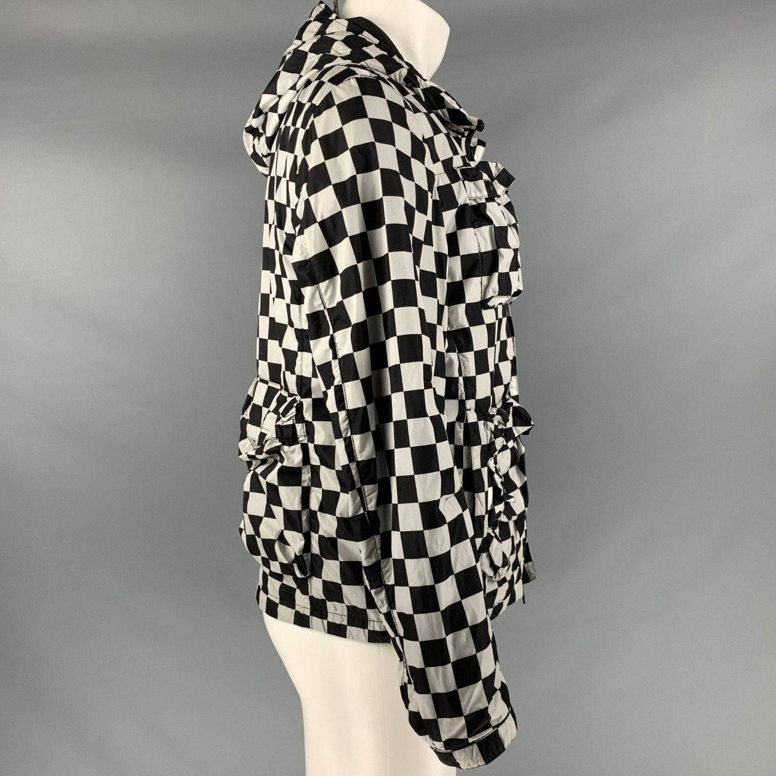 Nick Wooster NICK WOOSTER M Black White Checkered Nylon Hooded Jacket Size US M / EU 48-50 / 2 - 2 Thumbnail
