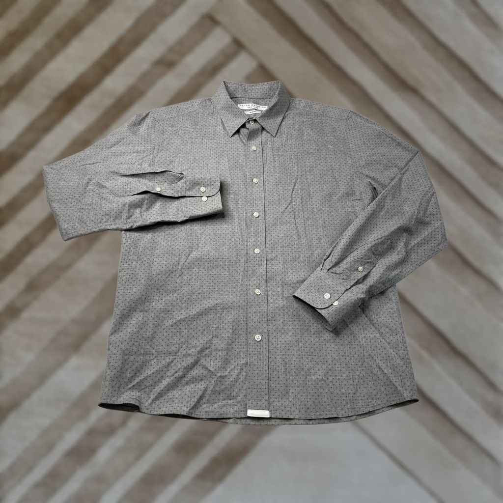 Vintage Peter Manning Men's Button-Down Cotton Shirt Geometric Slim 4 Blue Long Sleeve Collared Shirt Top Clothing Size US S / EU 44-46 / 1 - 1 Thumbnail