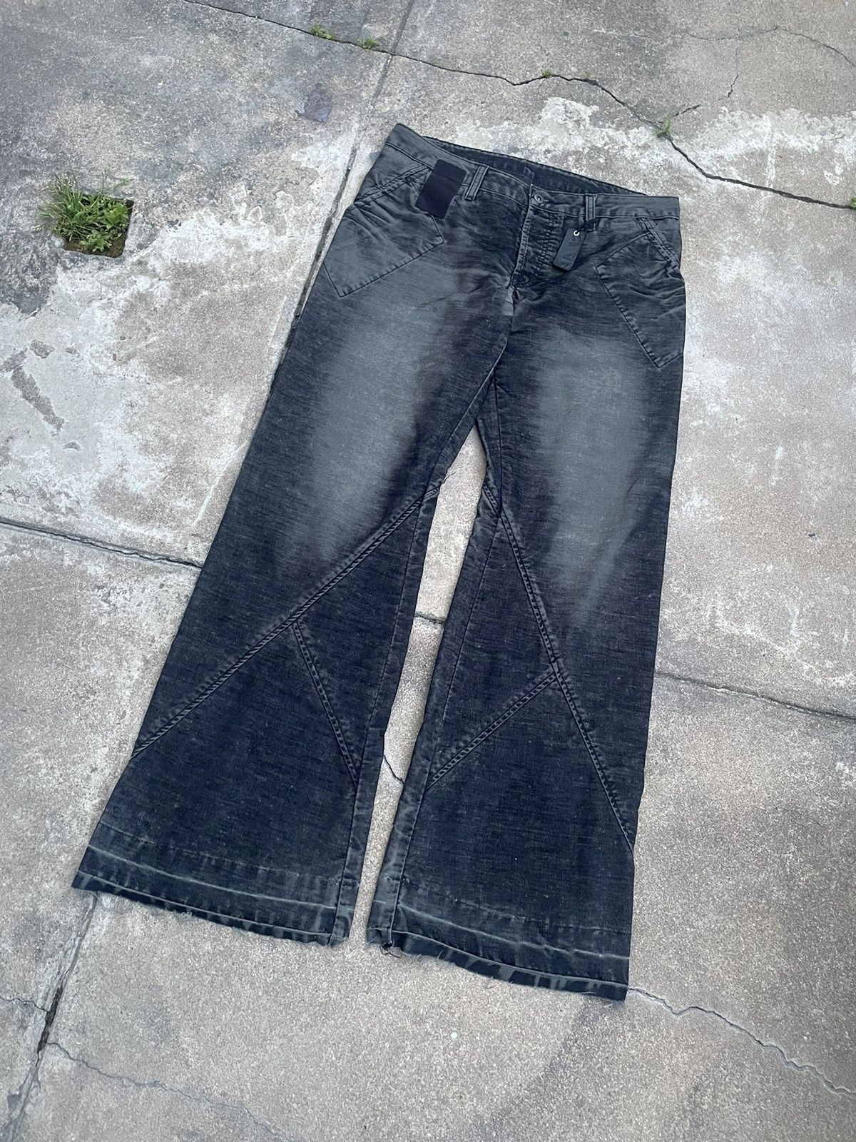 Rick Owens "SLAB" Diamond Cut Flared Denim Size US 33 - 3 Thumbnail
