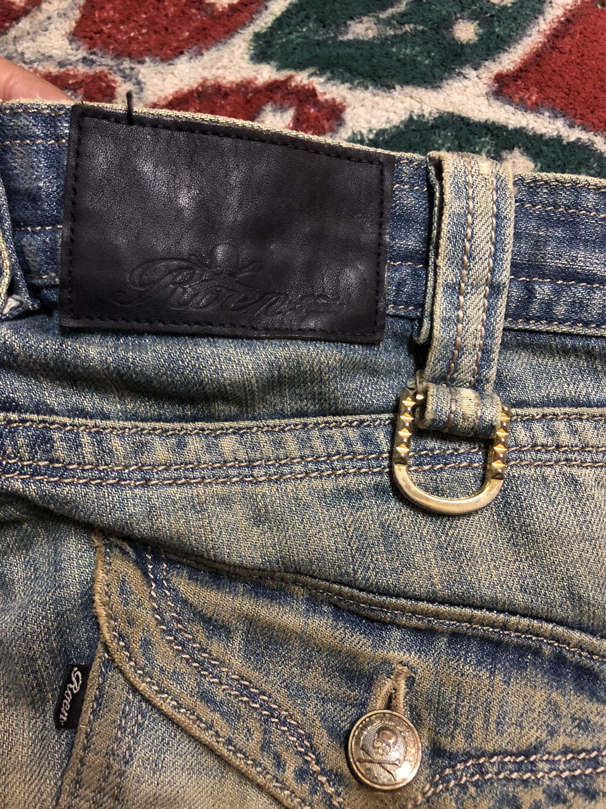 00s roen leather pants skull patch if