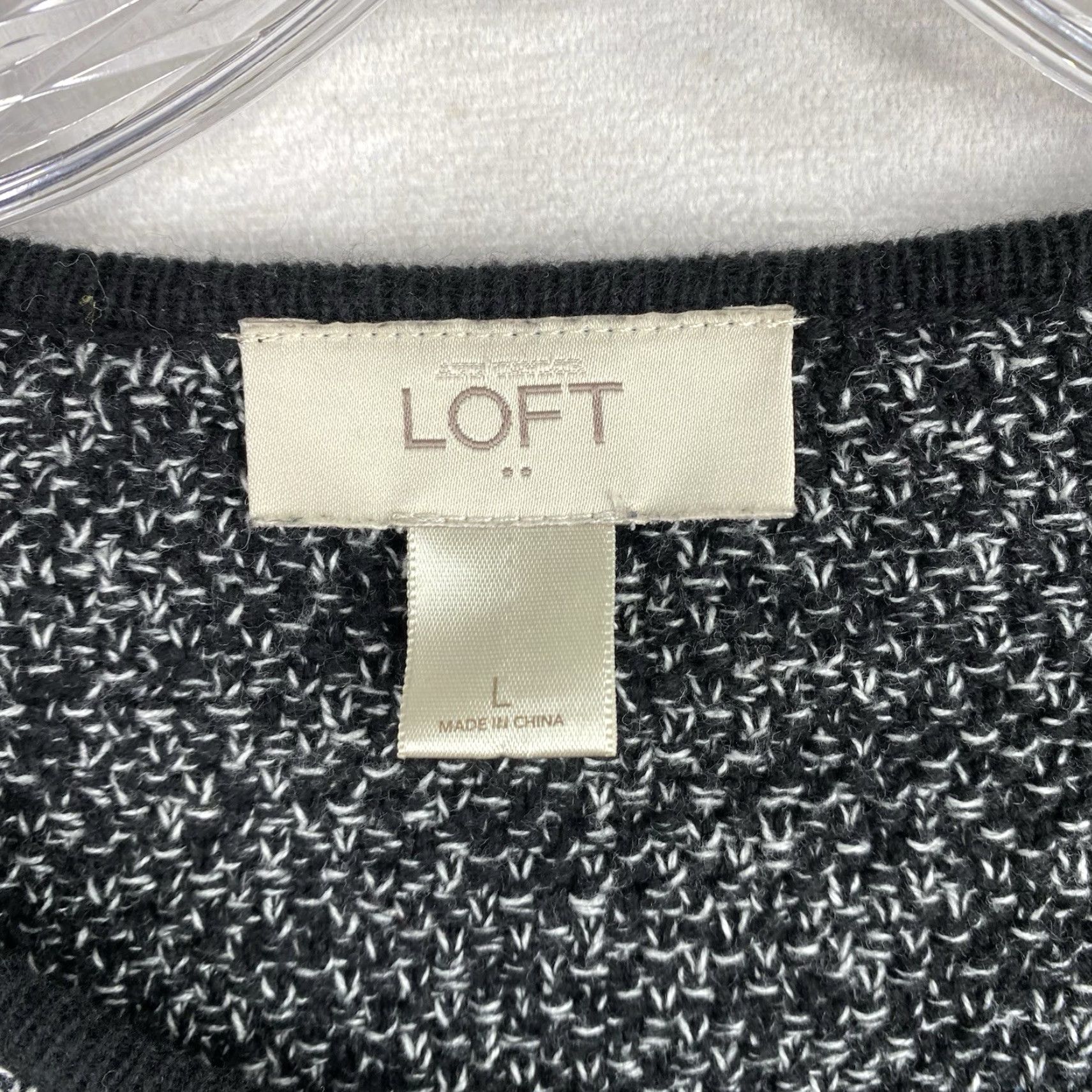 Loft LOFT Cardigan Sweater Womens L Black 100% Cotton Full Zip Zipper Tweed Speckled Size L / US 10 / IT 46 - 3 Thumbnail