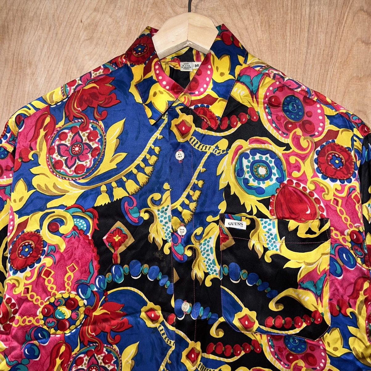 Guess × Vintage VINTAGE GUESS BY GEORGES MARCIANO SILK USA DESIGNER SHIRT Size M / US 6-8 / IT 42-44 - 2 Thumbnail