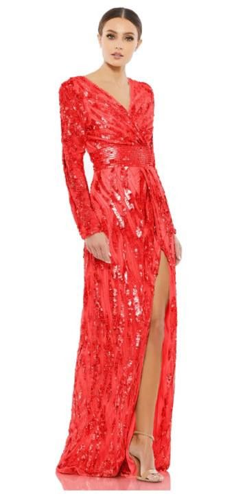 image of Designer (4) New!embellished Faux Wrap Open Back Gown Msrp $598 in Red, Women's (Size XL)