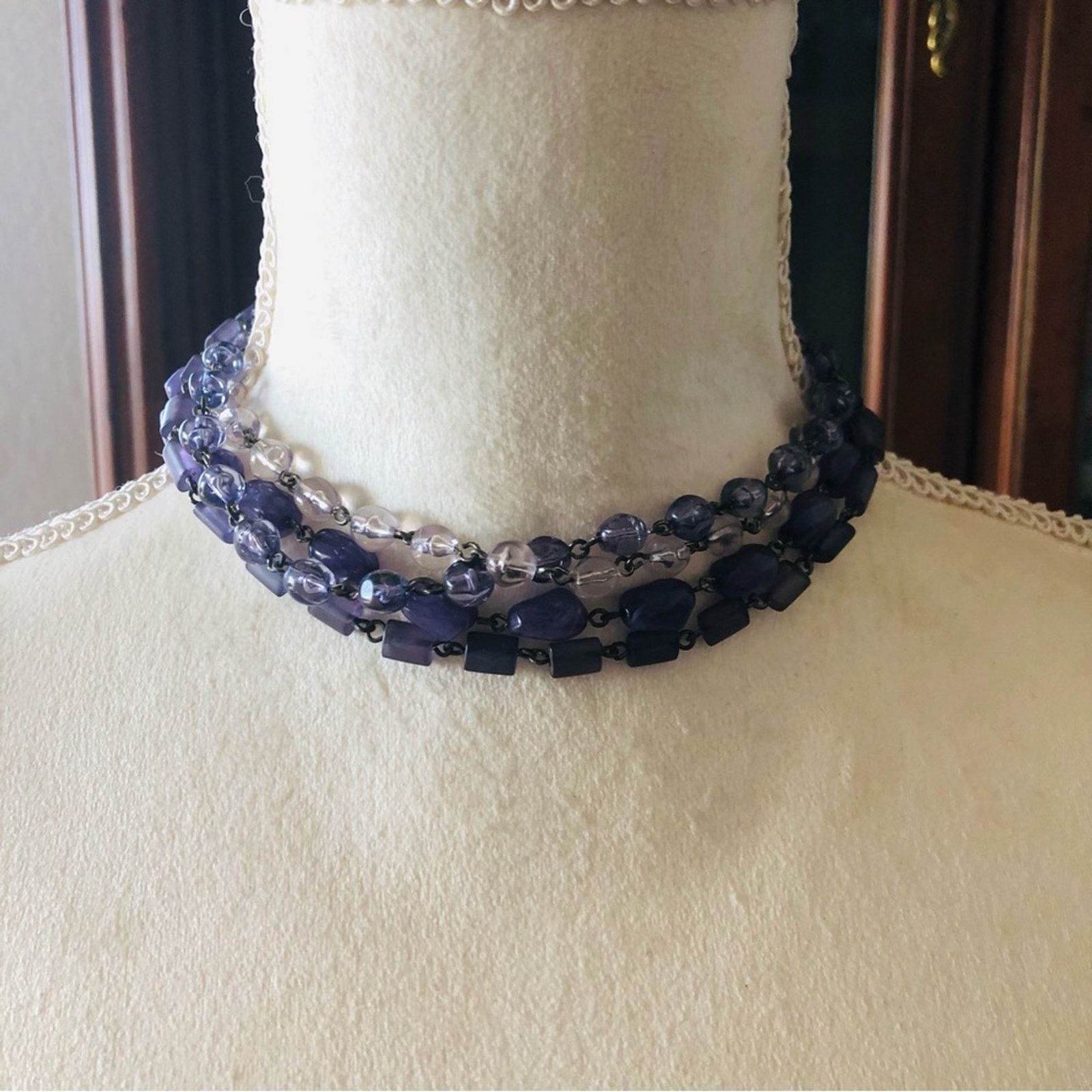 Jewelry Triple strand beaded chain choker necklace Size ONE SIZE - 2 Thumbnail