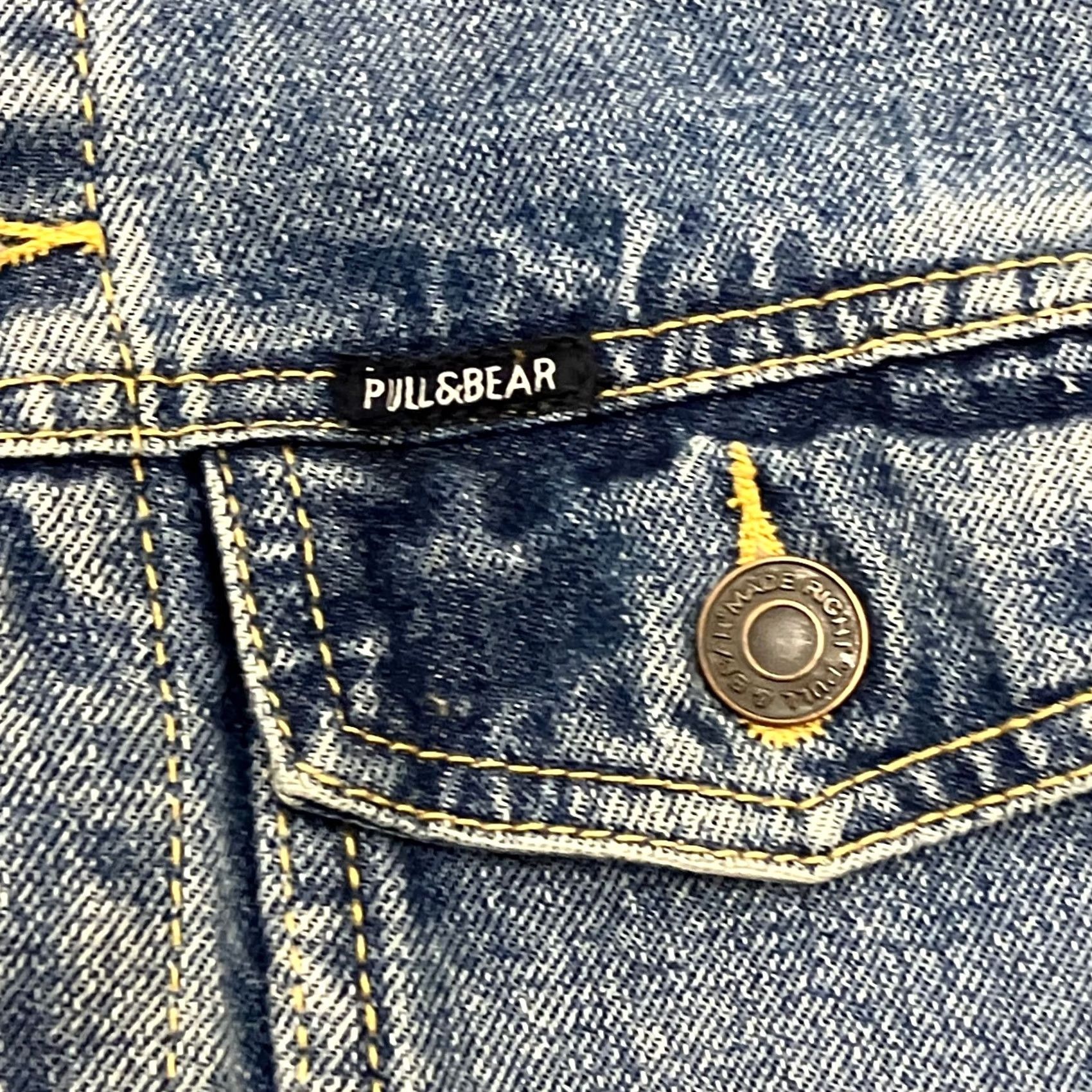 Vintage Pull & Bear Denim Jacket Mens Medium Blue Cotton Jean Trucker Jacket 90s Size US 31 - 3 Thumbnail