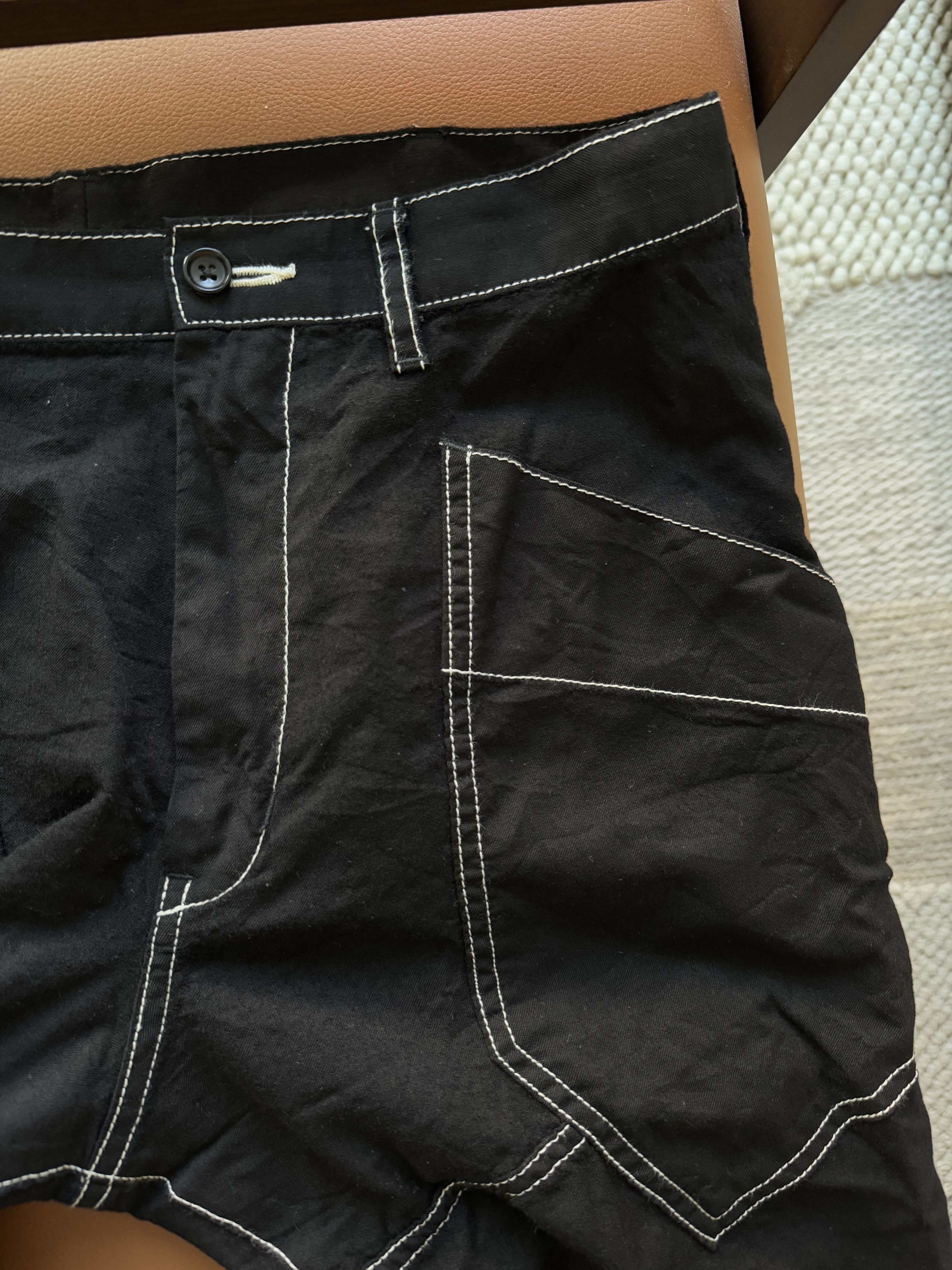 Sulvam Sulvam - Black Chain Stitch Patchwork Trousers Size US 32 / EU 48 - 2 Thumbnail