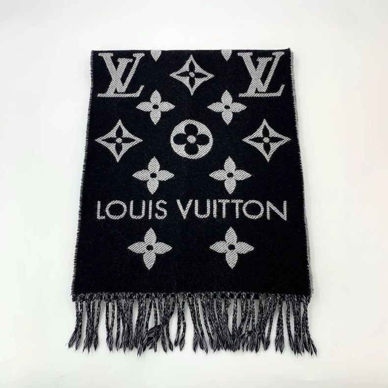 Louis Vuitton Louis Vuitton Black logo presbyopic full print wool fringe Size ONE SIZE - 1 Thumbnail