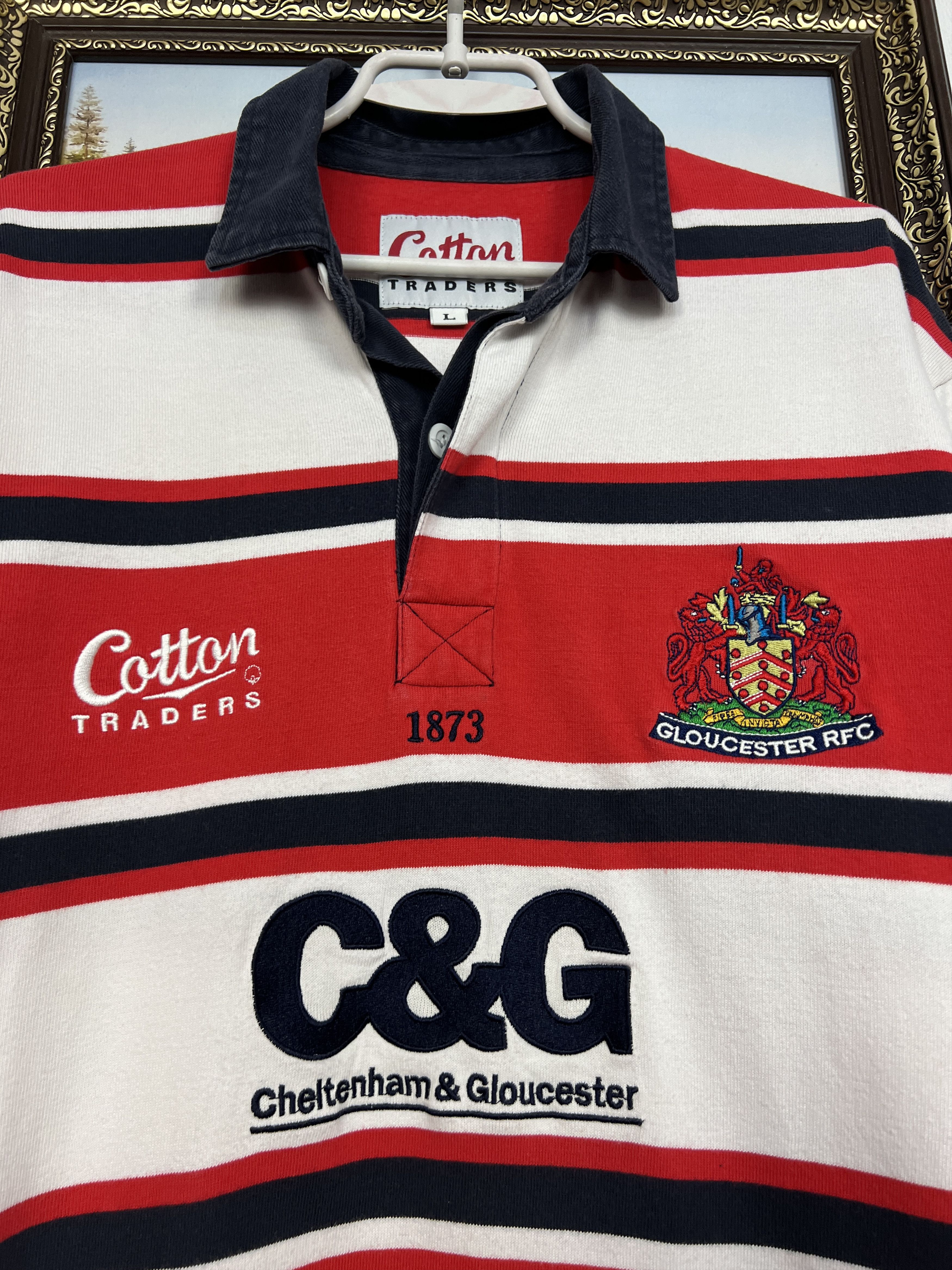 Cotton Traders Vintage Gloucester Rugby Union Jersey Long Sleeve Trikot Size US L / EU 52-54 / 3 - 3 Thumbnail