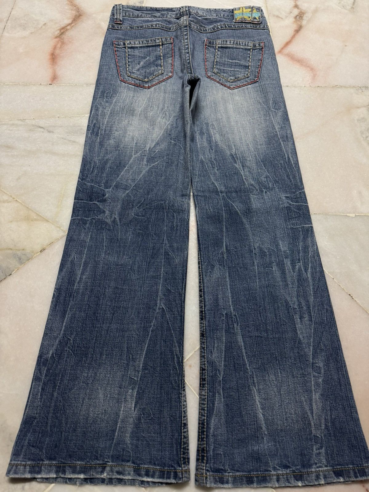 Tornado Mart 💥BAGGY FLARE INSANE💥90's JAPANESE WHISKER BELL BOTTOM JEANS Size US 29 - 12 Thumbnail