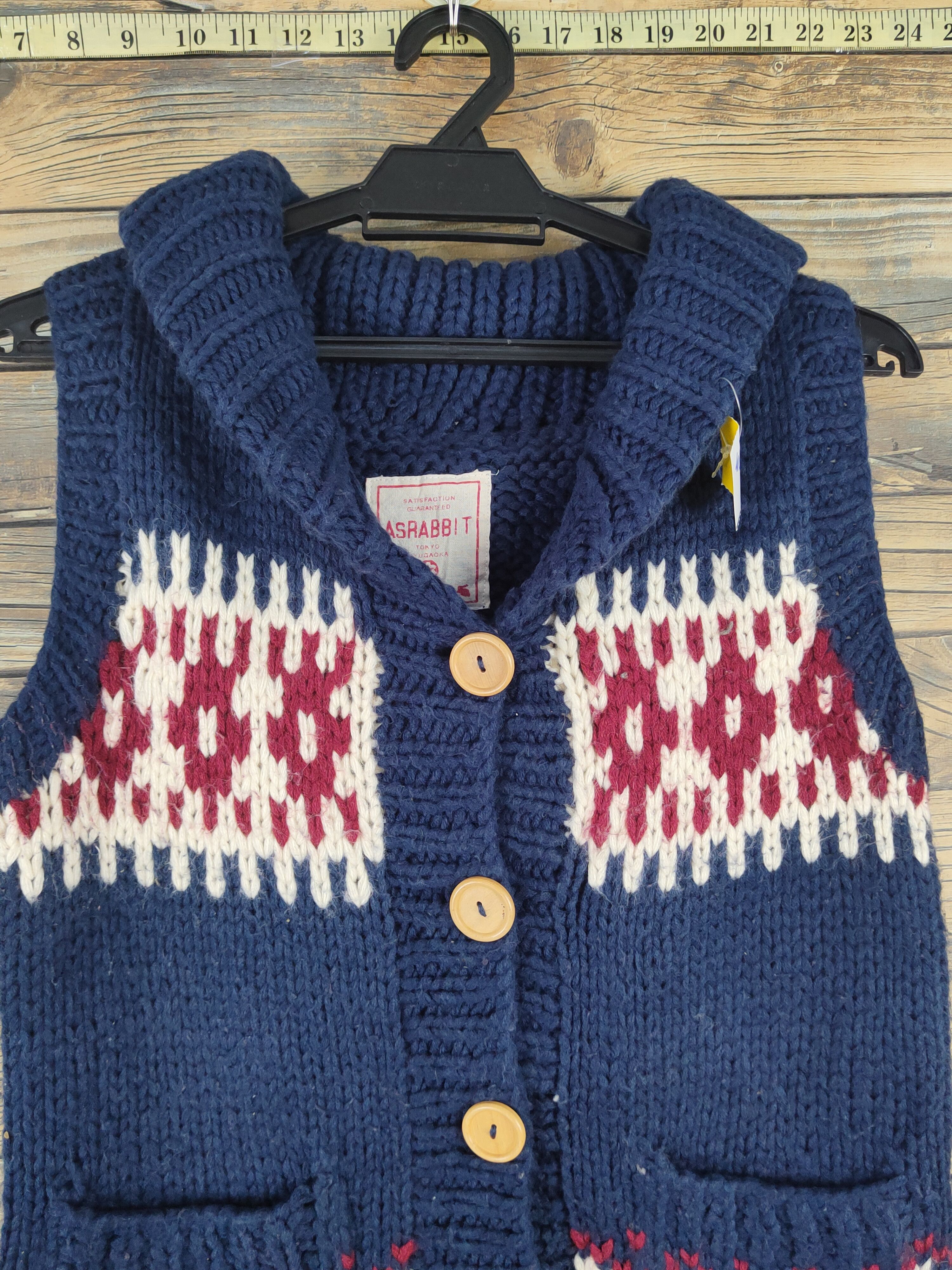 Japanese Brand × Vintage japan Asrabbit Navy Knitwear Vests #W1662 Size S / US 4 / IT 40 - 2 Thumbnail