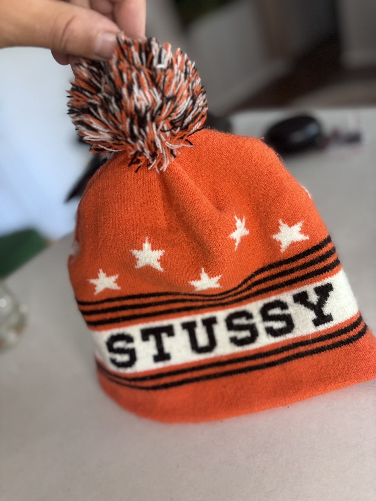 stussy bopple beanie stars and branding. fun rare cute Accessories