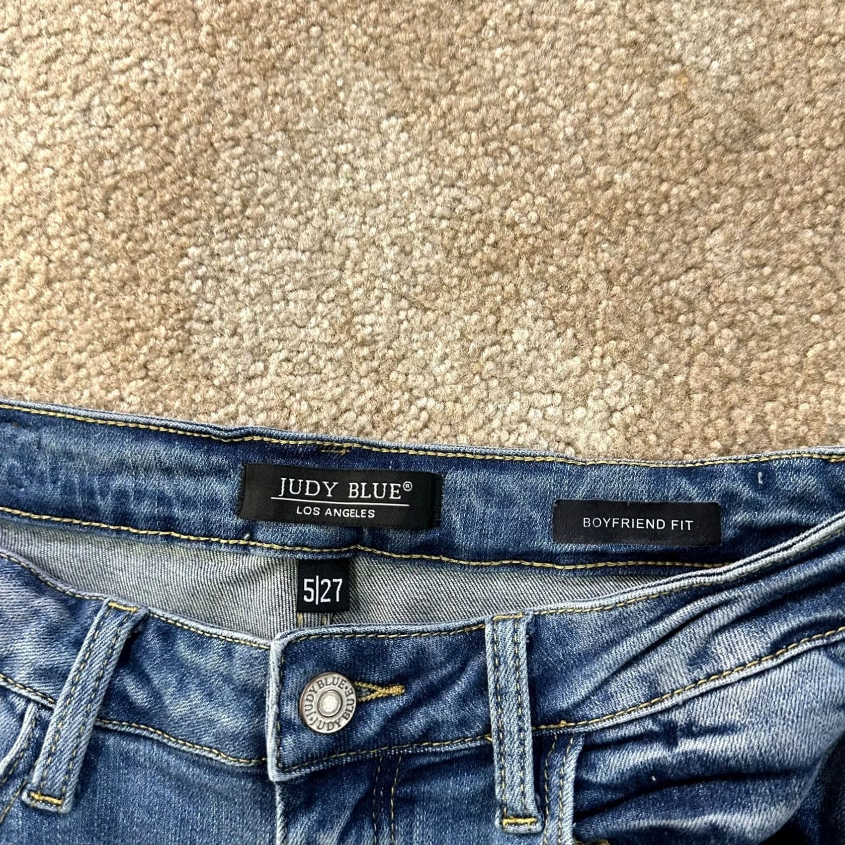 Vintage Judy Blue Women’s High Rise Boyfriend Jeans 5/27 Blue Denim Stretch Slim 27in 29in 5-Pocket Classic Cotton Blend Junior Size 5, 27,Womens, Jeans Size 27" / US 4 / IT 40 - 4 Thumbnail