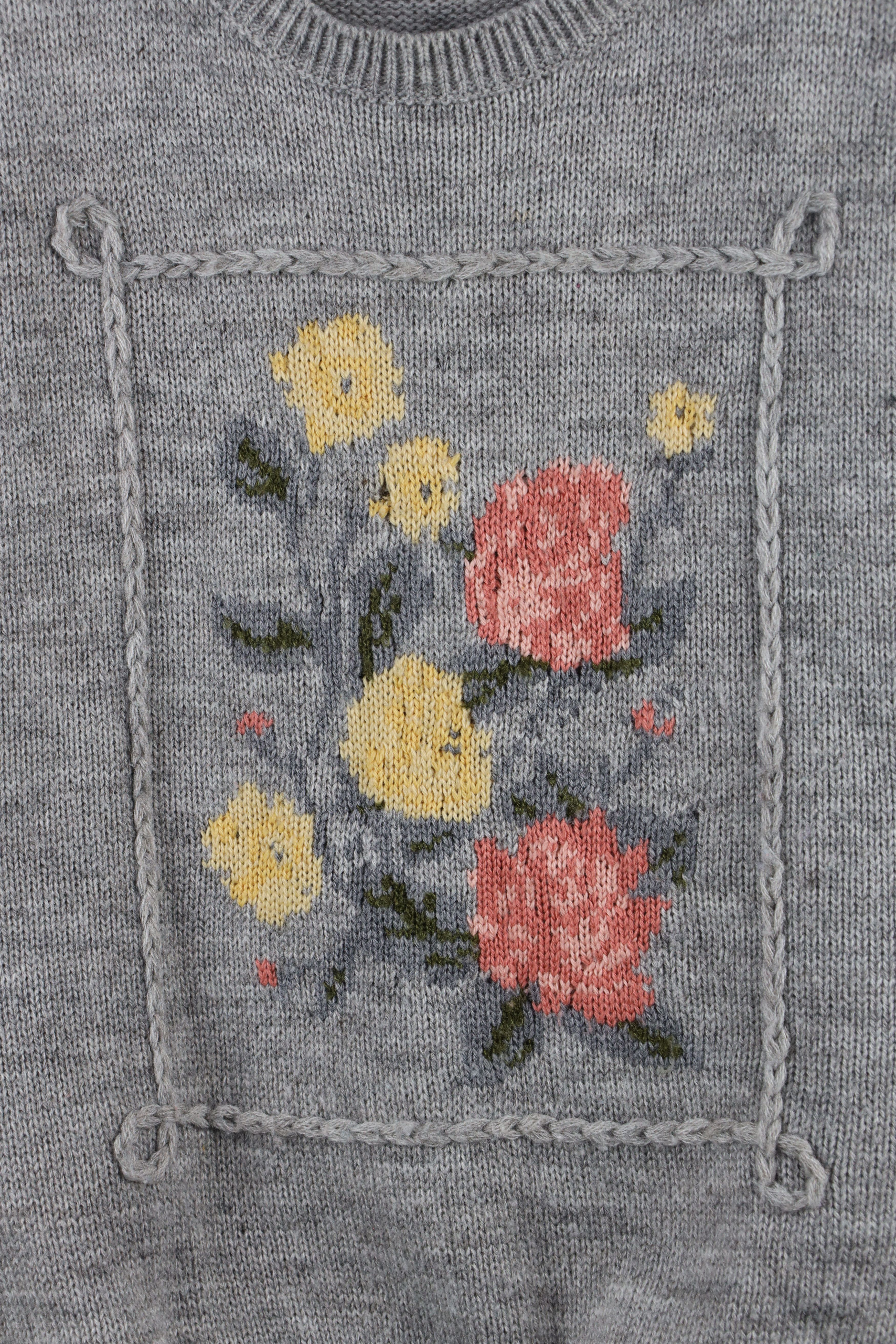 Vintage Vintage 90s Streetwear Blend Knit Floral Flower Sweater Vest Size L / US 10 / IT 46 - 4 Thumbnail
