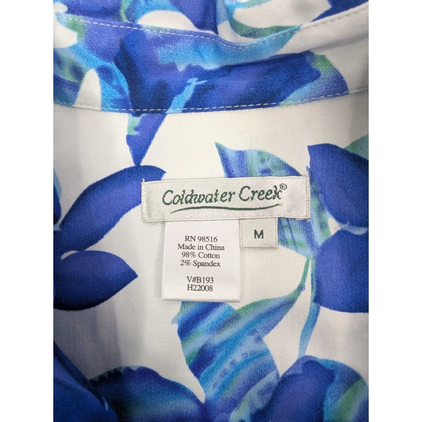 Coldwater Creek Coldwater Creek Jacket Women Size Medium Blue Watercolor Floral Cotton Unlined Size M / US 6-8 / IT 42-44 - 7 Thumbnail