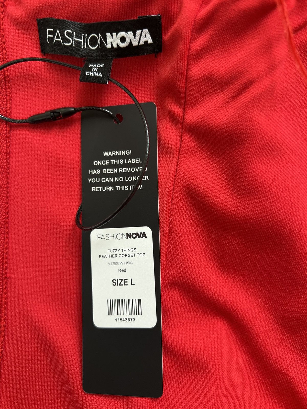 Fashion Nova Fashion Nova red top size L with feather trim Size L / US 10 / IT 46 - 6 Thumbnail