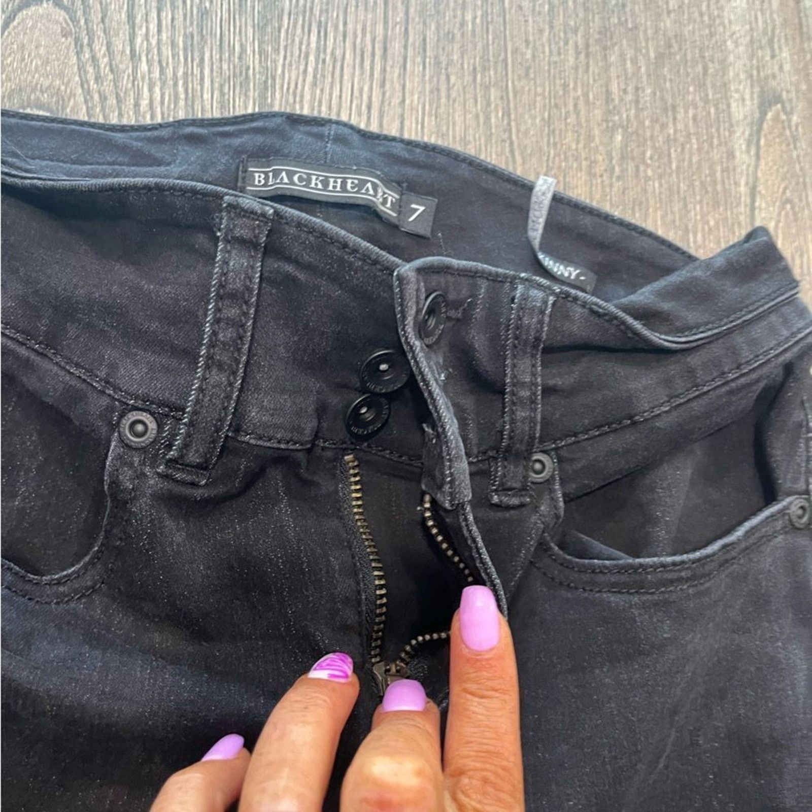 Vintage Black Heart Super Skinny High Rise Black Jeans Size 7 Size 28" / US 6 / IT 42 - 7 Thumbnail