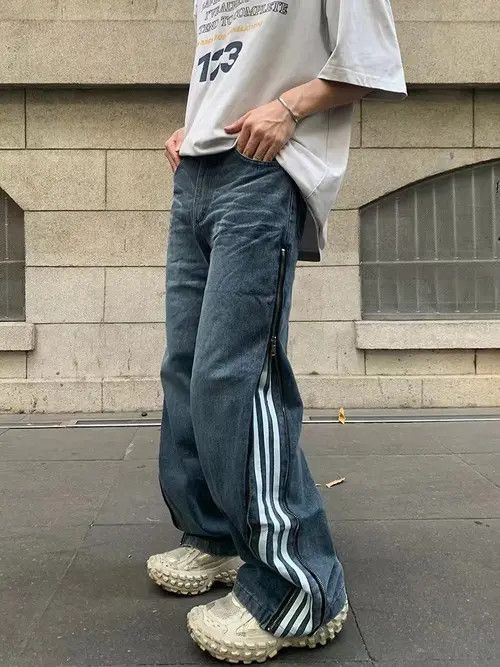 VIBE Track Baggy Blue Denim Jeans Size US 34 / EU 50 - 2 Thumbnail