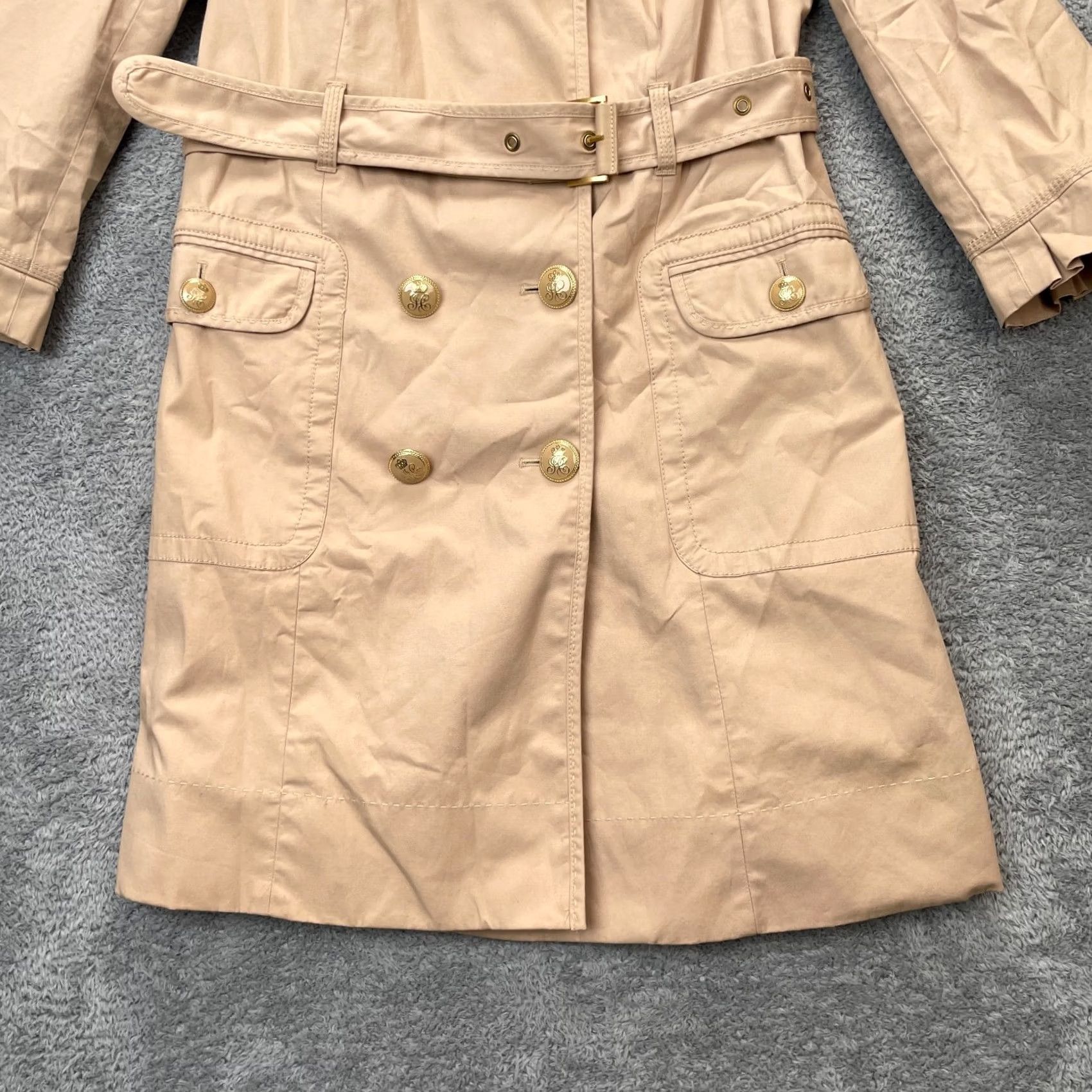 Juicy Couture Juicy Couture Jacket Womens Large Beige Trench Coat Cotton Twill Double Breasted L Size L / US 10 / IT 46 - 7 Thumbnail