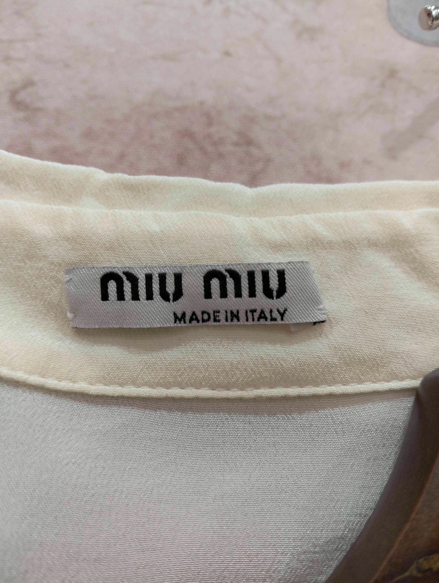 Miu Miu MIU MIU Solid Silk Long Sleeve Shirt Women's Size 38 Size XS / US 0-2 / IT 36-38 - 3 Thumbnail