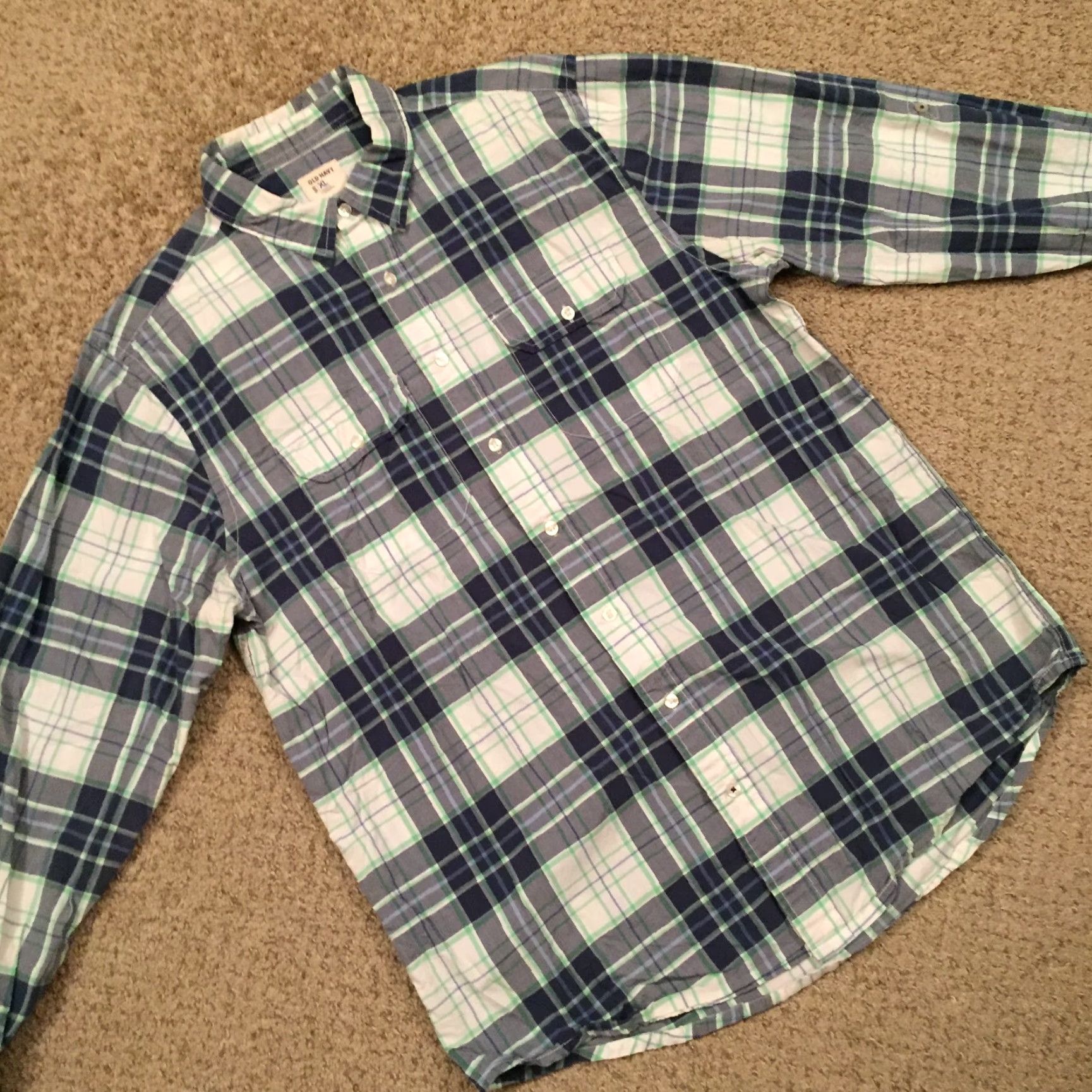 Old Navy Old Navy Shirt Mens XL Blue Plaid Long Sleeve Button-Up Shirt Size US XL / EU 56 / 4 - 5 Thumbnail