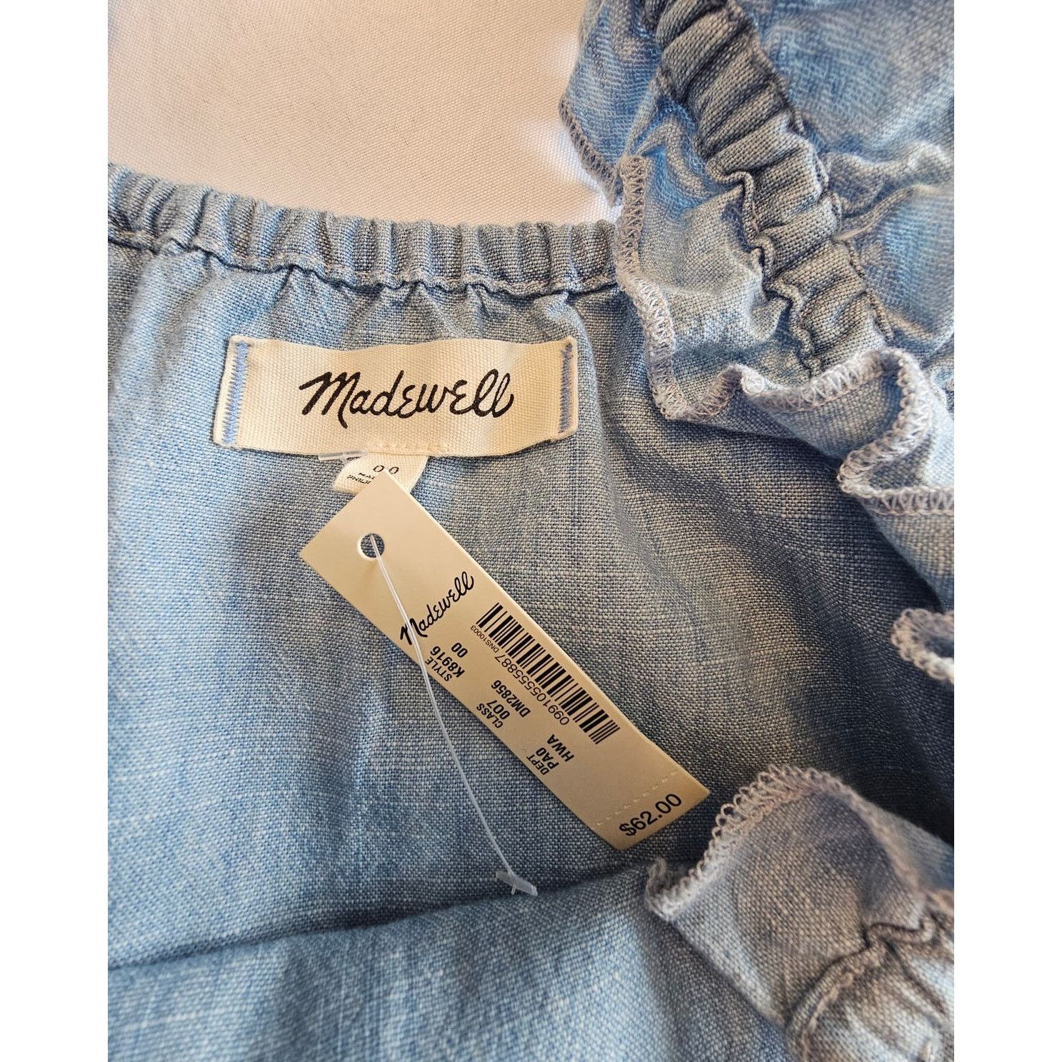 Madewell EUC *Madewell* Women's Ruffle-Strap Denim Blue Cami Top 00 Size XXS / US 00 / IT 34 - 10 Thumbnail