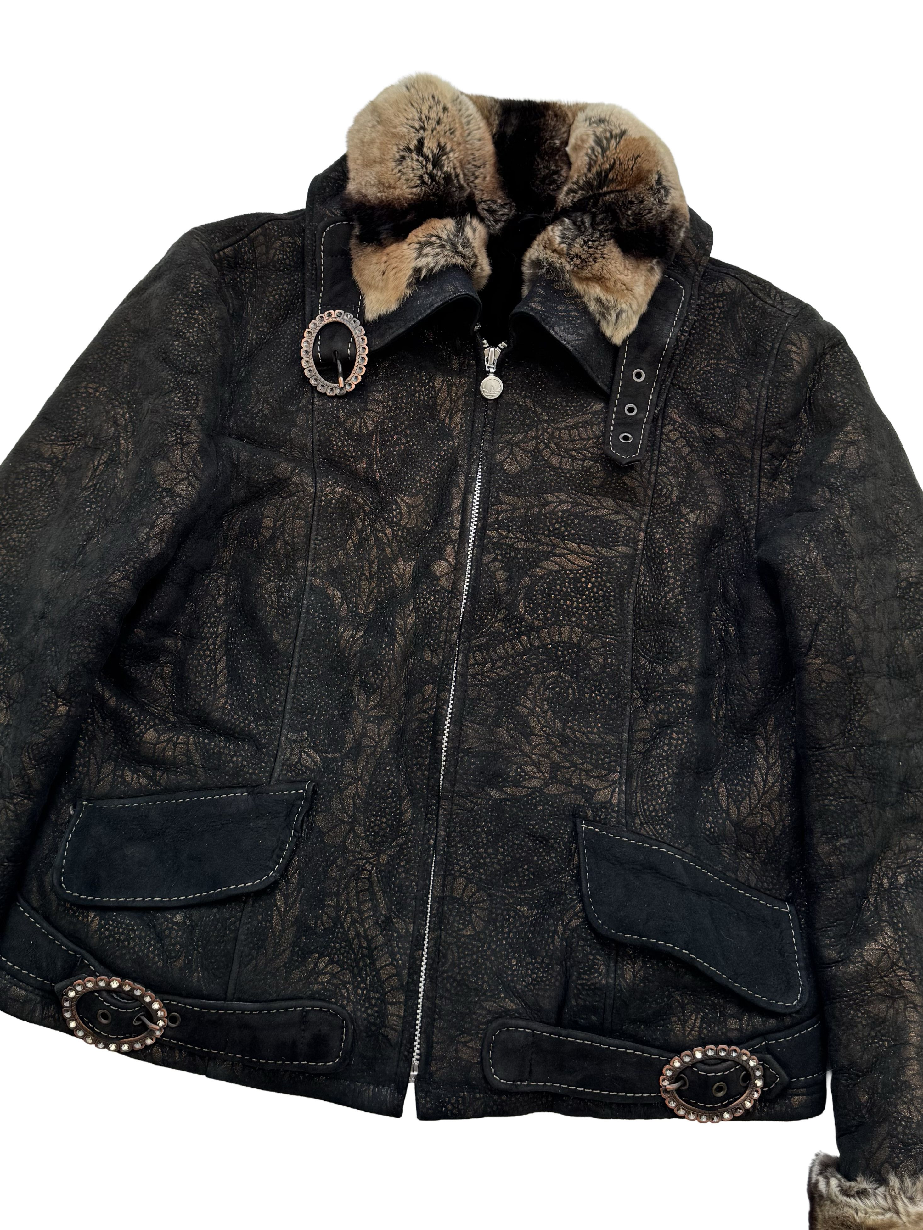 Vintage Vintage Real Sheepskin Cropped Jacket With Straps Size L / US 10 / IT 46 - 8 Thumbnail