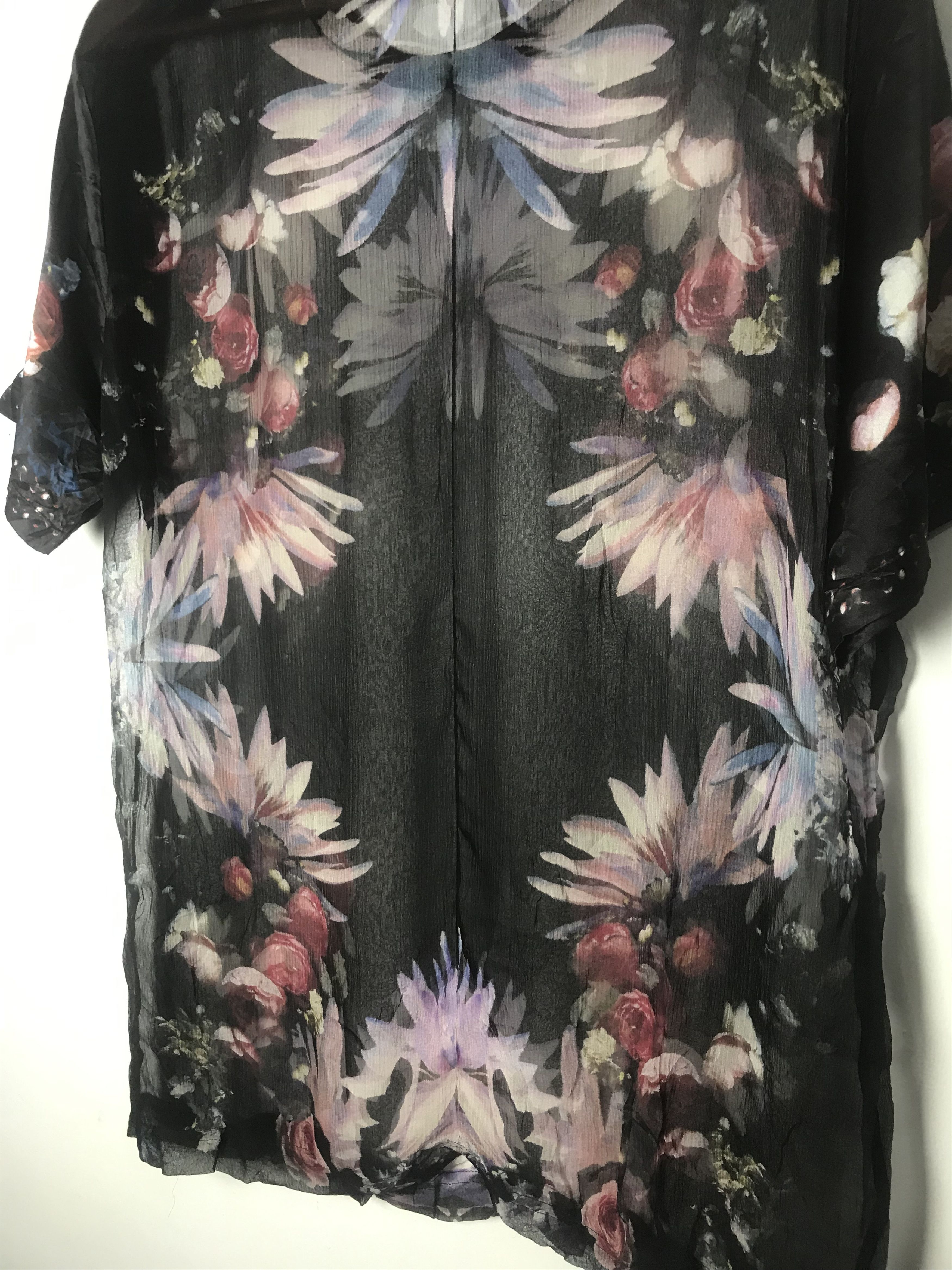 Givenchy Givenchy Black Floral Printed Silk Chiffon Size M / US 6-8 / IT 42-44 - 8 Thumbnail
