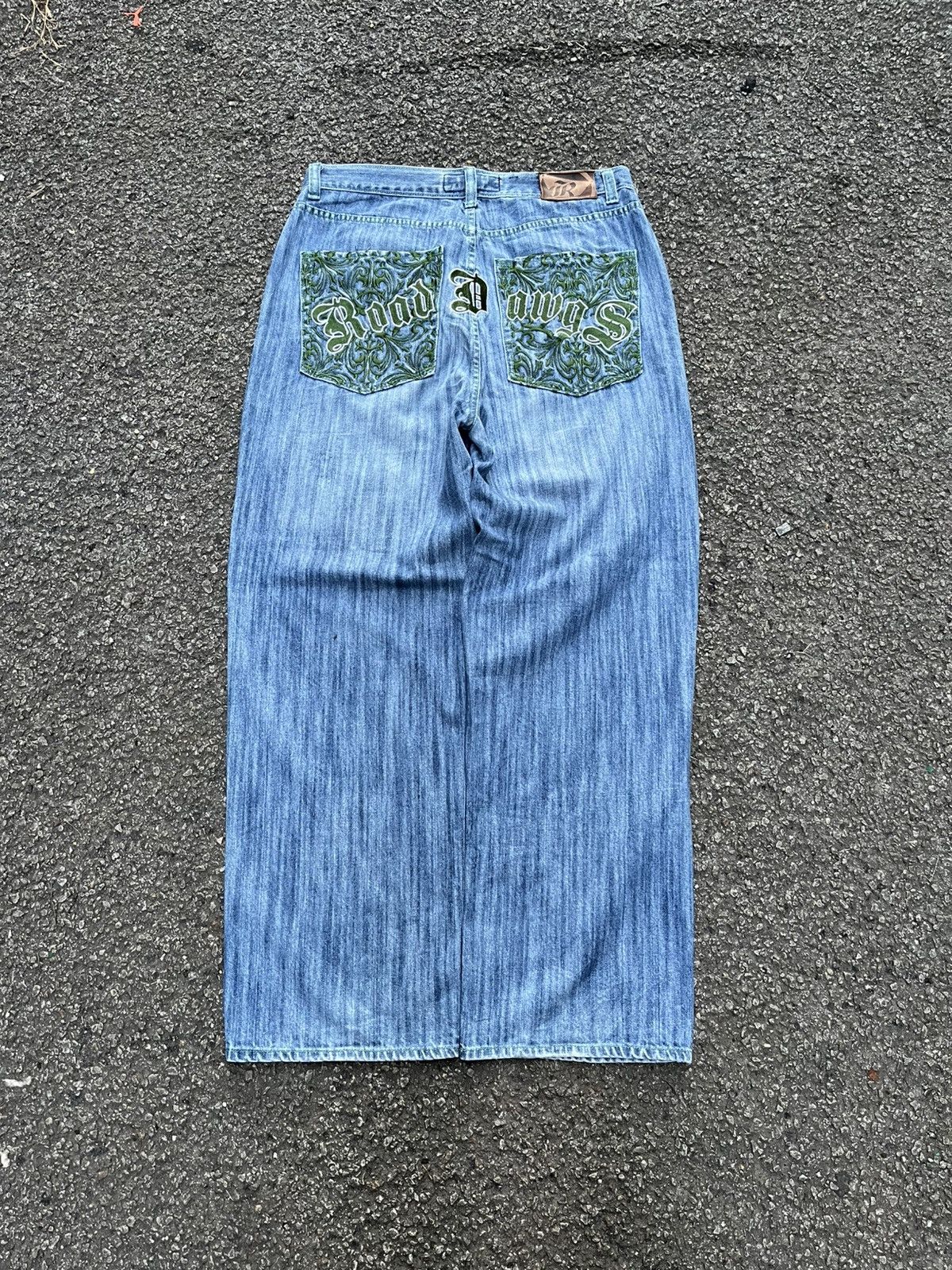 Southpole Baggy Jeans Loose ROAD DAWGS Y2K Washed Blue Denim JNCO Size US 37 - 9 Thumbnail
